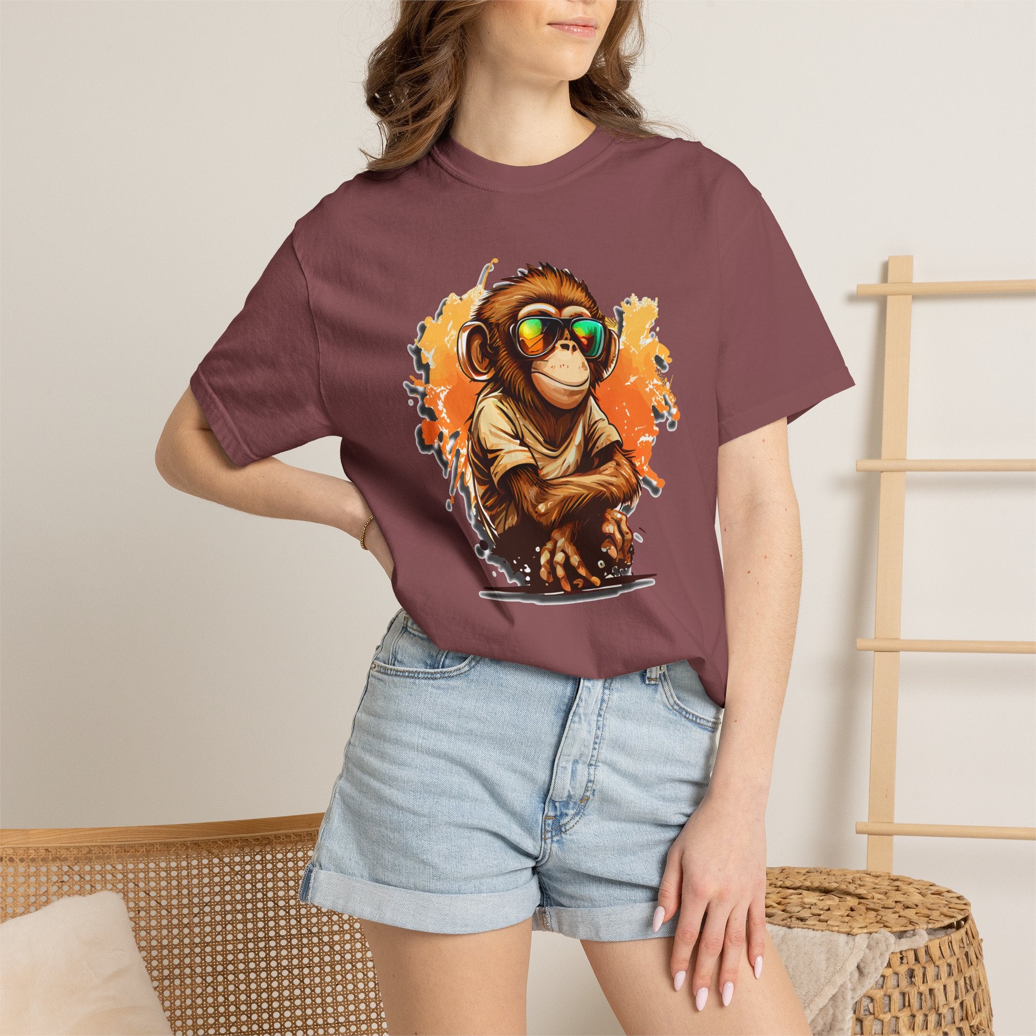 Cool Monkey Graphic T-Shirt | Funny Chimp Sunglasses Tee | Streetwear Animal Shirt | Unisex Casual Gift