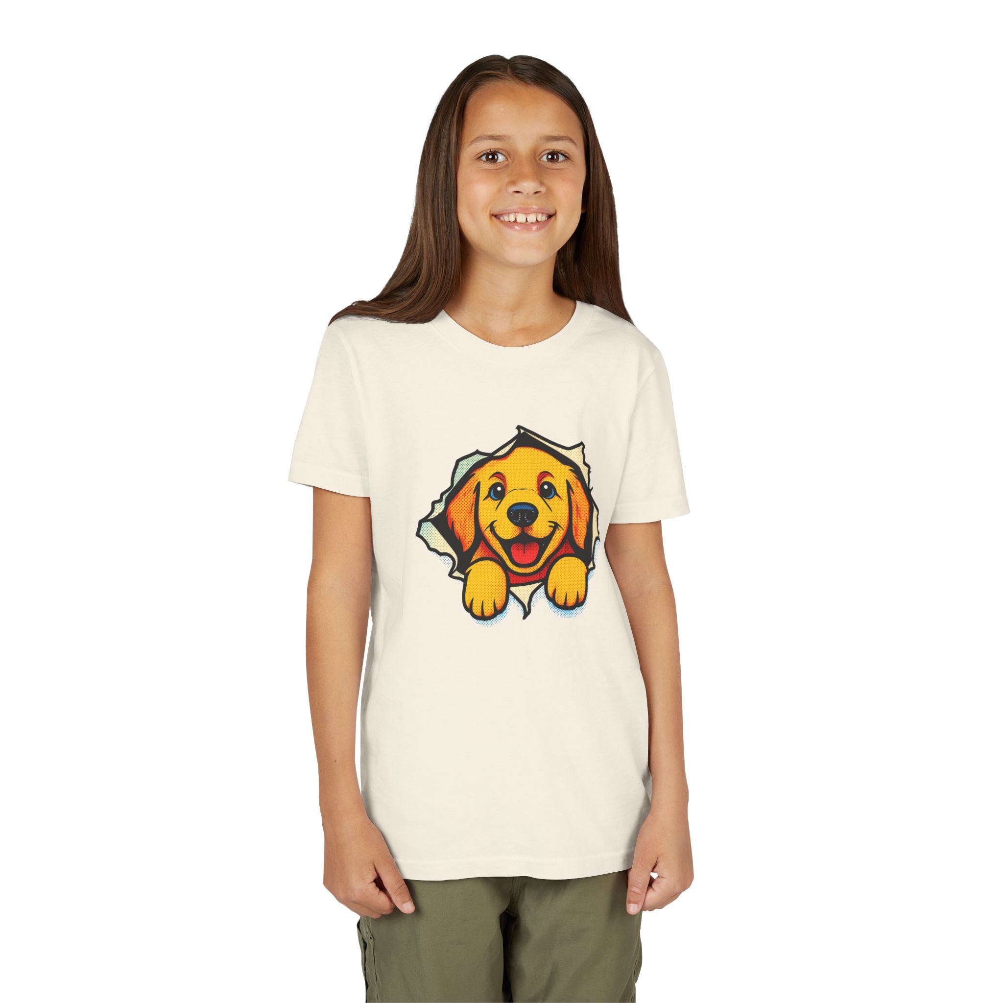 Kids T‑Shirt - Cute Golden Retriever Peeking Puppy Tee for Boys & Girls
