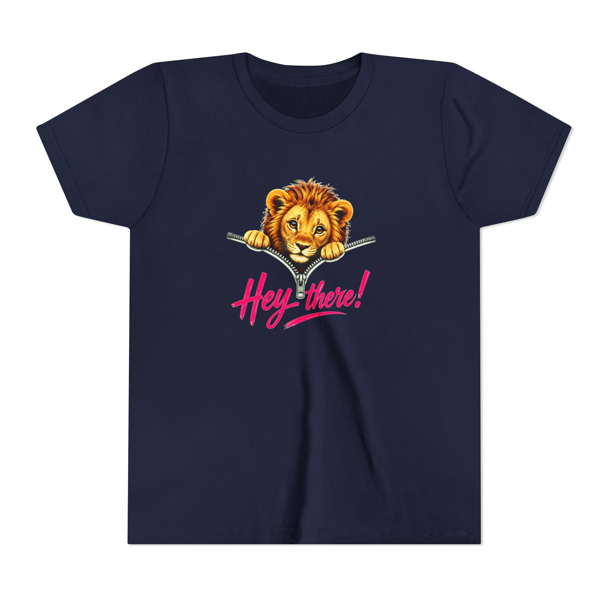 Cute Lion Youth T-Shirt, Hey There Graphic Tee for Kids, Funny Animal Shirt, Trendy Kids Tee, Lion Lover Gift, Unisex Youth Shirt