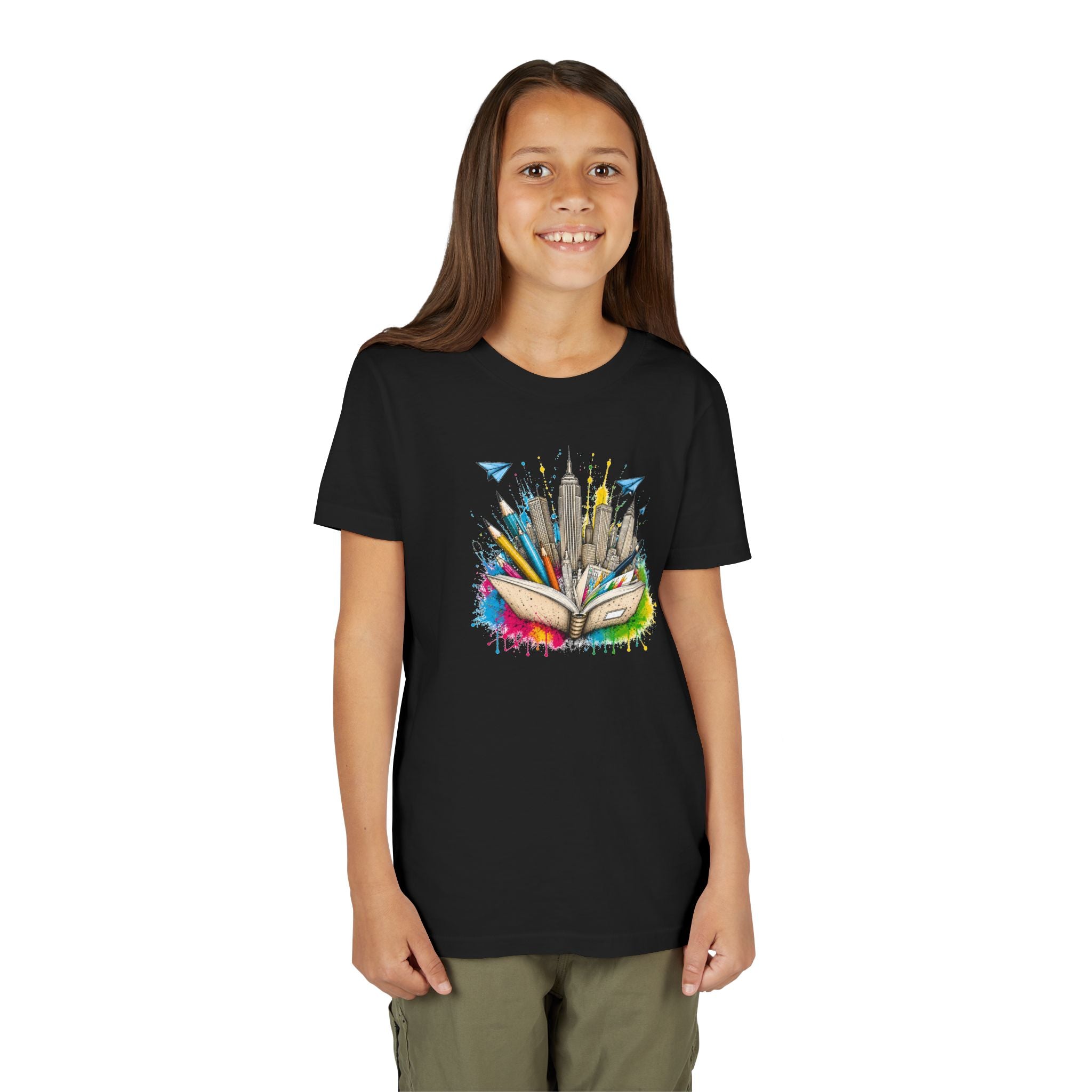 Youth Book City Tee — Colorful Reading Adventure Shirt for Kids