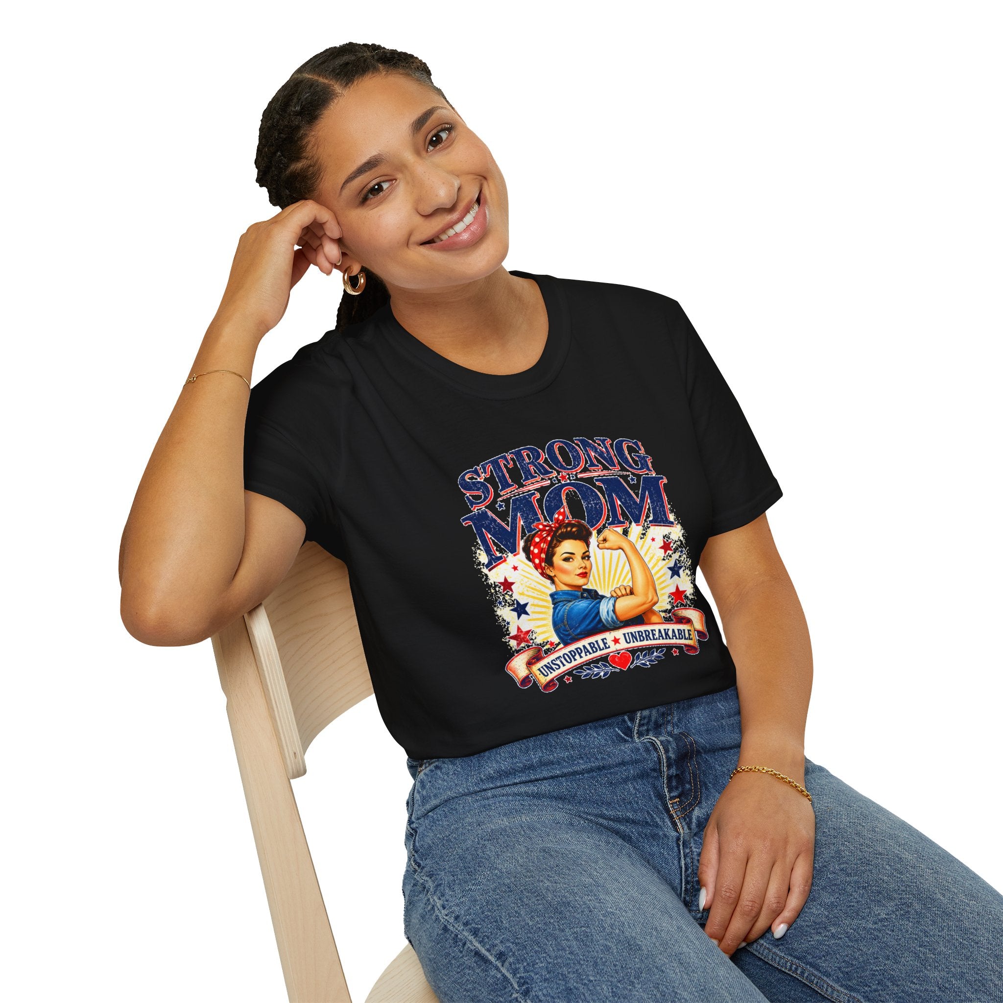 Strong Mom T-Shirt | Retro Vintage Mom Shirt | Empowered Mother Graphic Tee | Gift for Mom | Inspirational Women's T-Shirt