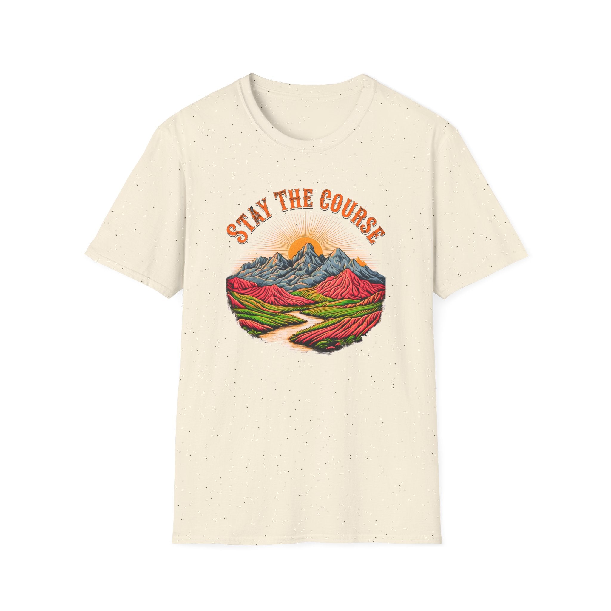 Stay The Course Vintage T-Shirt, Retro Mountain Sunset Tee, Motivational Graphic Shirt, Nature Hiking Tee, Unisex Aesthetic Tee