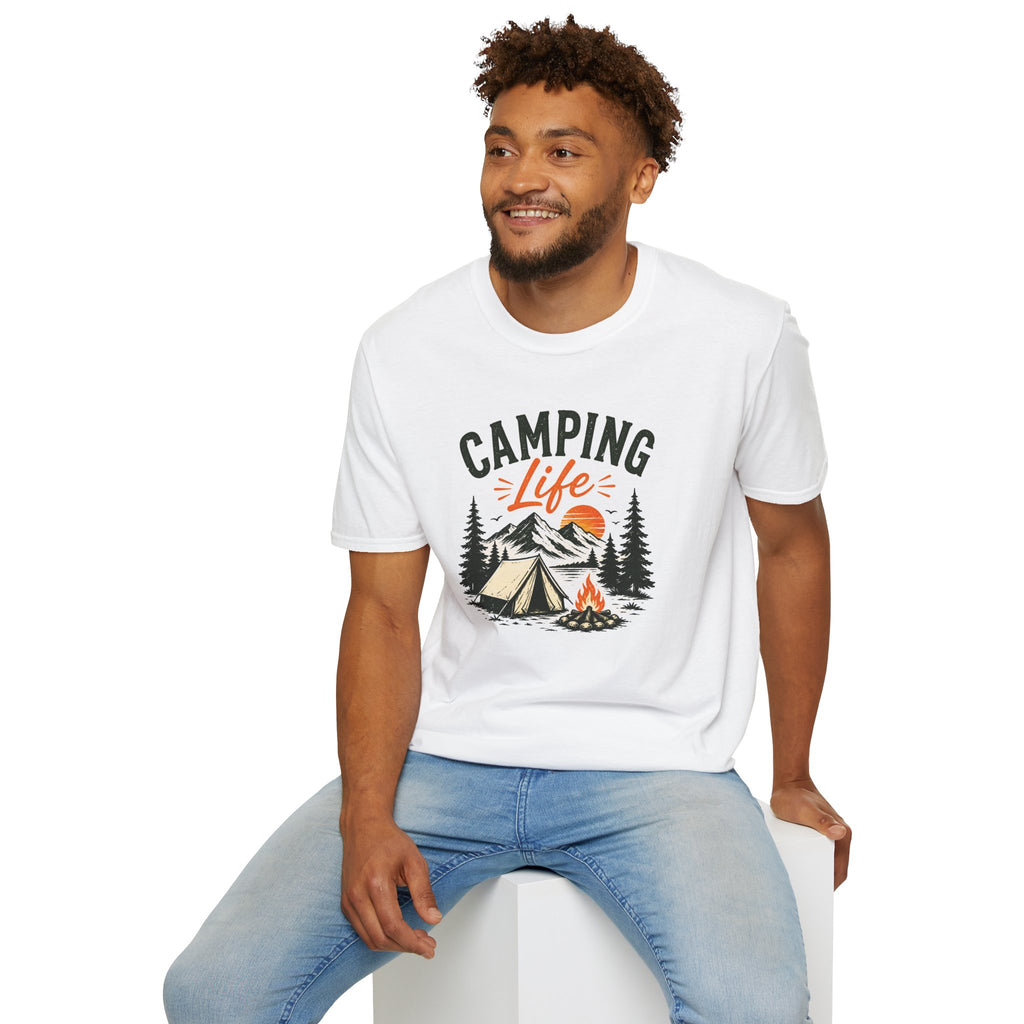 Camping Life T-Shirt — Vintage Tent & Campfire Outdoor Tee