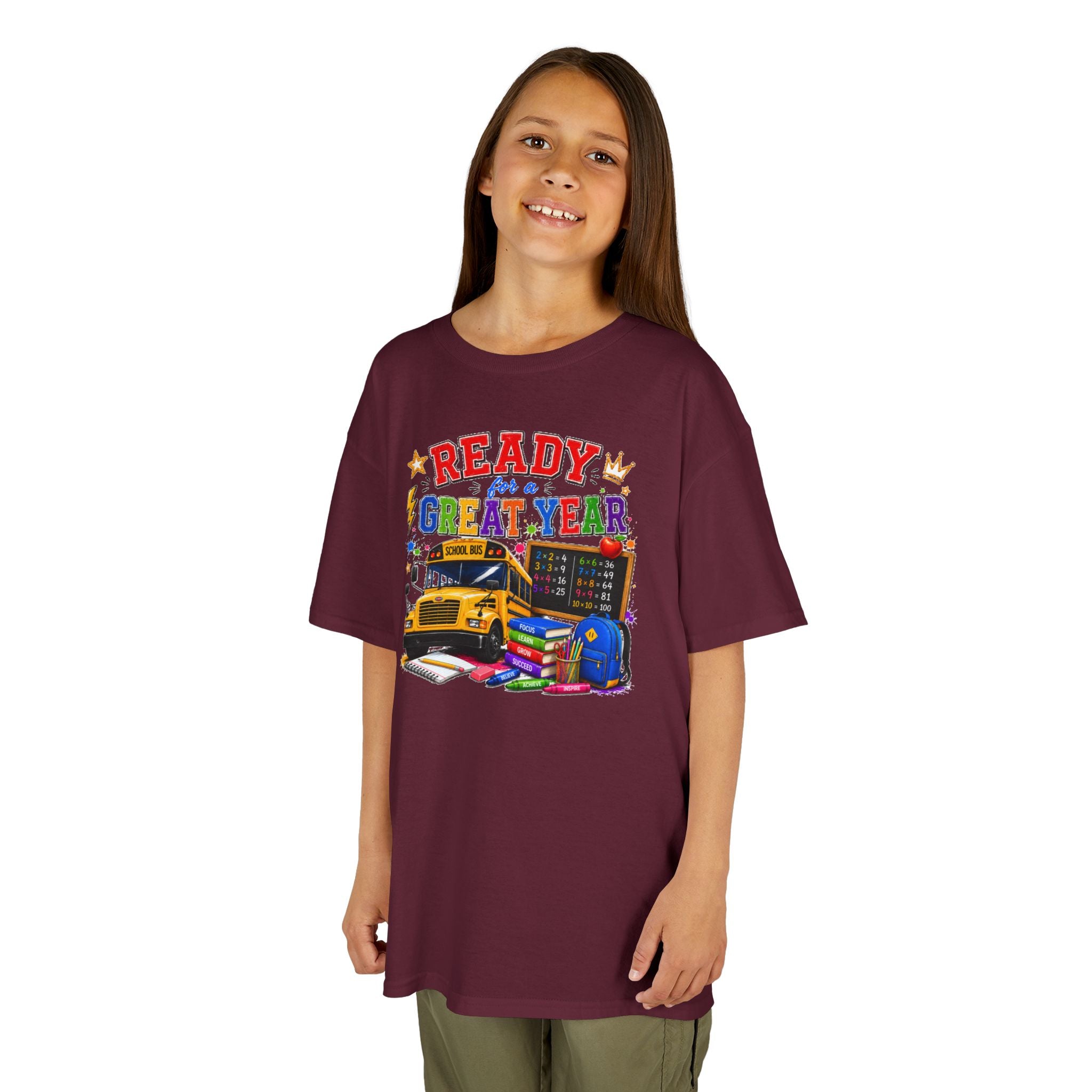 Kids T-Shirt — "Ready For A Great Year" School Bus Back-to-School Tee