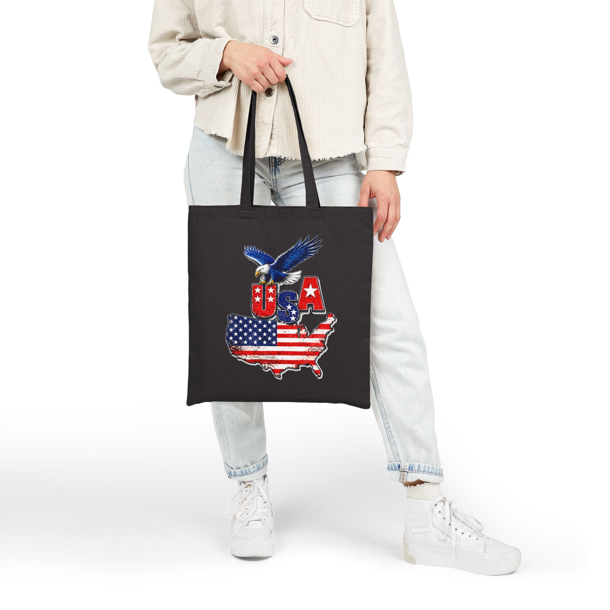 USA Patriotic Tote Bag with Eagle & American Flag Design 🇺🇸