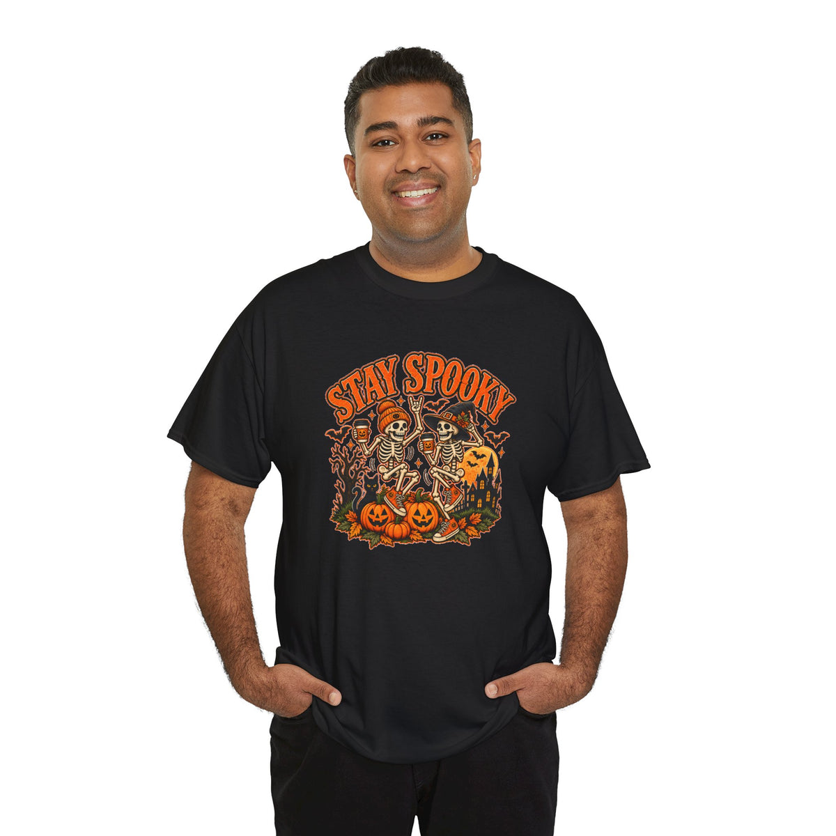 Stay Spooky Halloween Shirt | Dancing Skeleton Pumpkin Graphic Tee