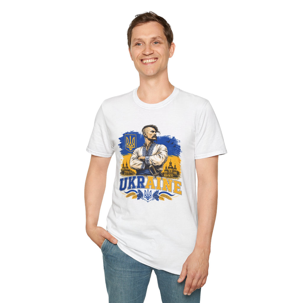 T-Shirt — Ukraine Cossack Patriotic Tee with Tryzub Crest