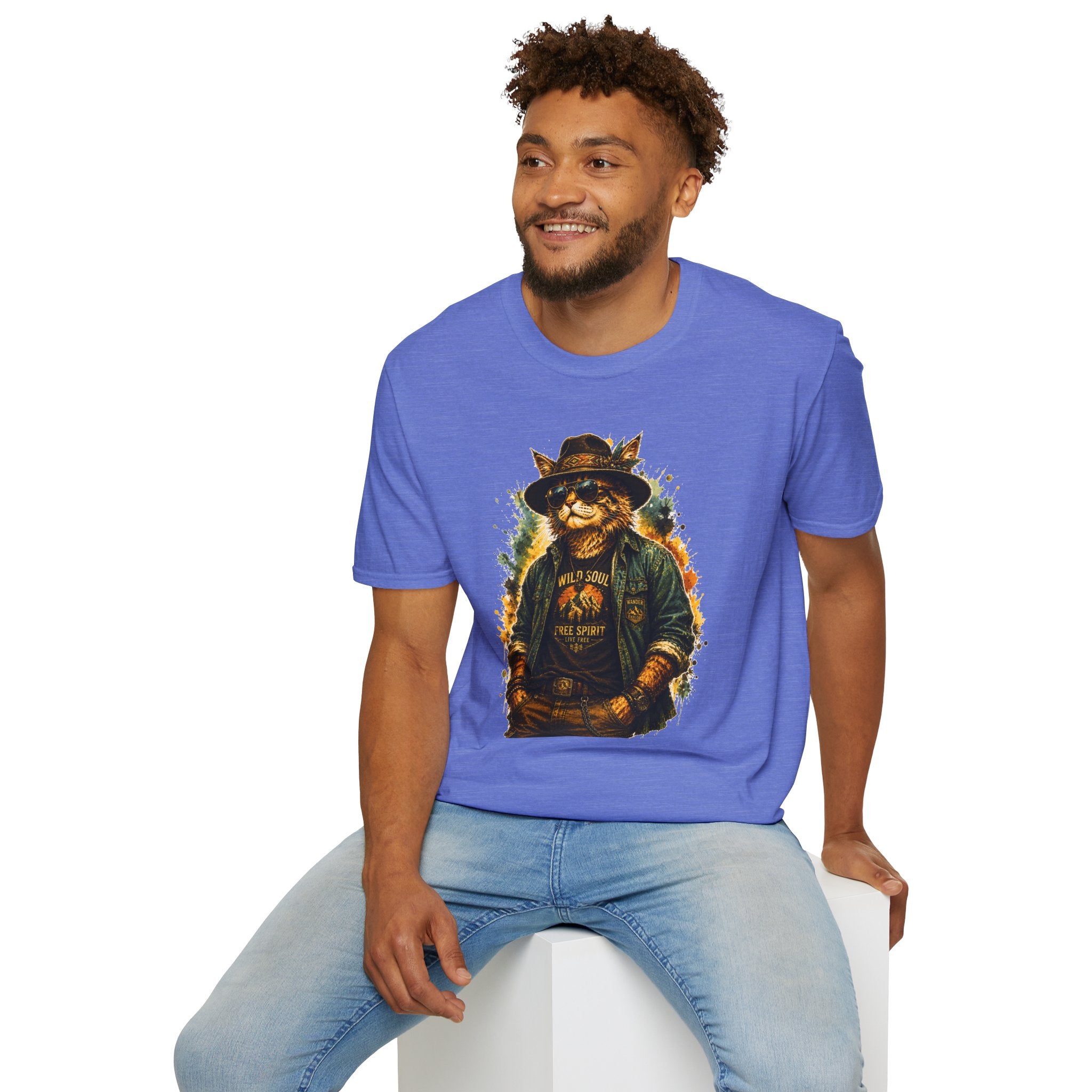 Boho Cat T-Shirt, Wild Soul Cat Tee, Vintage Cat Graphic Shirt, Cat Lover Gift, Hippie Cat Shirt, Bohemian Animal Tee