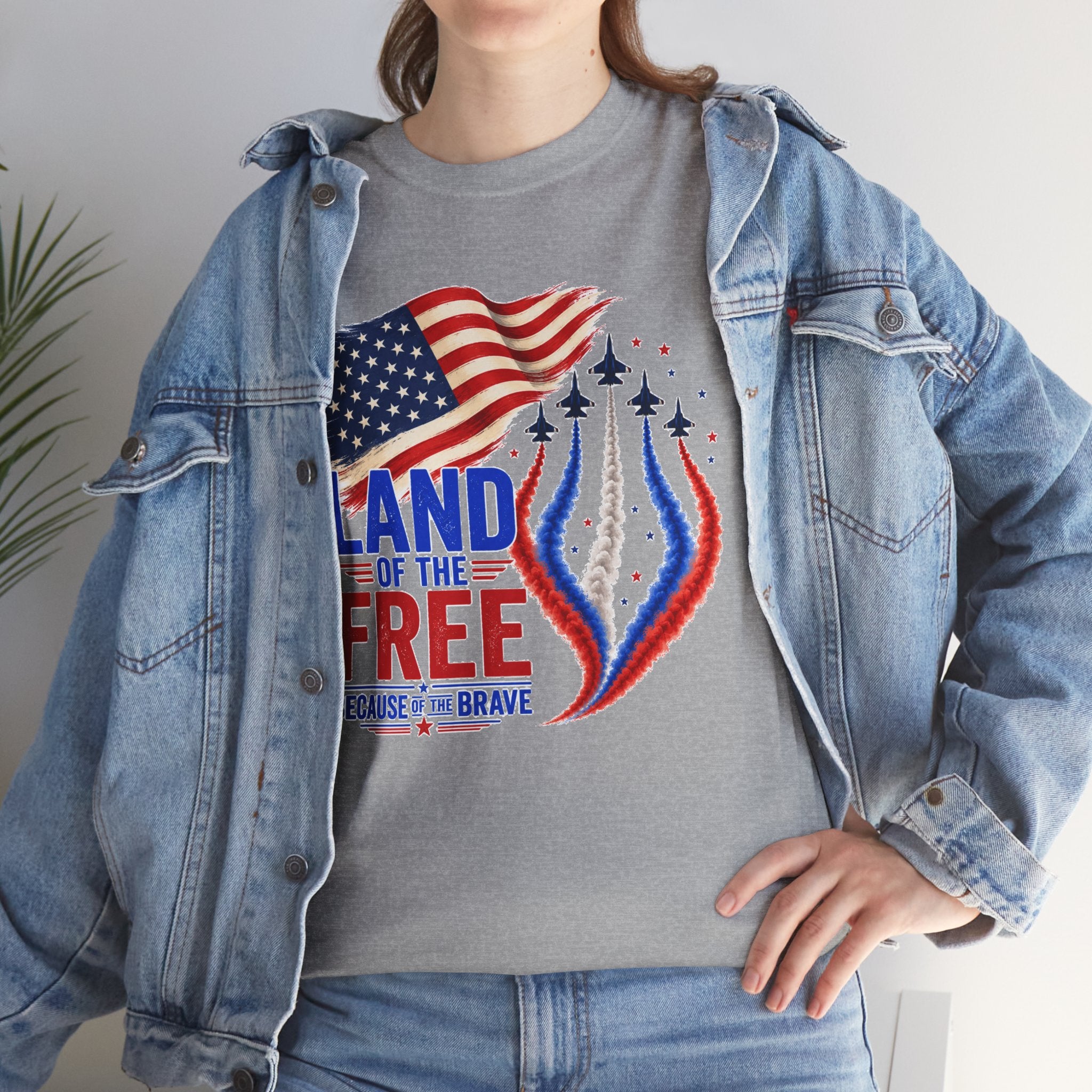 Land of the Free Because of the Brave Shirt, Patriotic 4th of July T-Shirt, USA Flag Tee, American Pride Shirt, Independence Day Gift