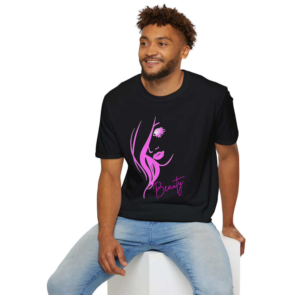 Beauty Face Line Art T-Shirt, Makeup Artist Shirt, Aesthetic Pink Graphic Tee, Gift for Women