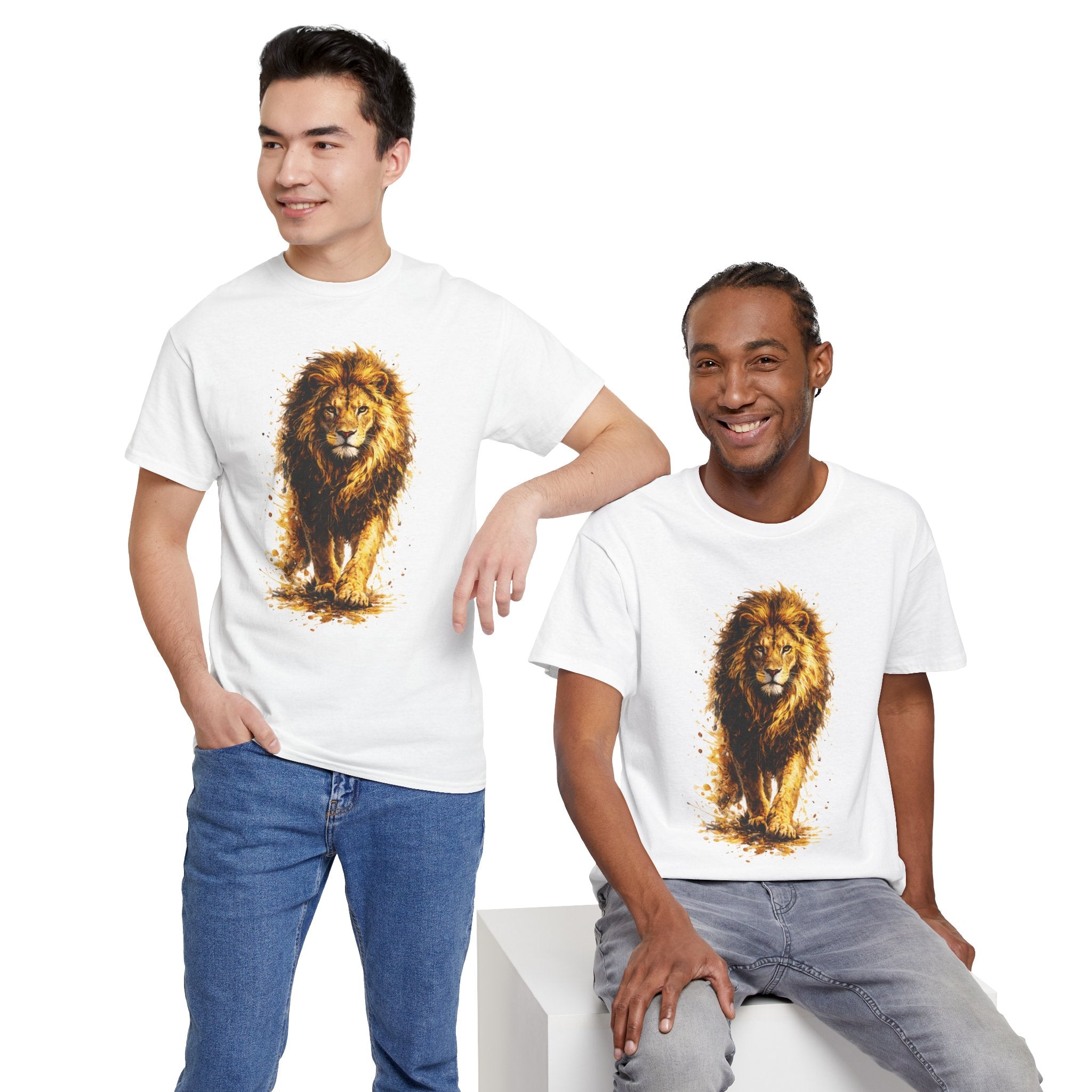Lion Graphic T-Shirt, Majestic Walking Lion Tee, Watercolor Wildlife Shirt, Unisex Animal Graphic Tee, Lion Lover Gift, Nature Art Shirt