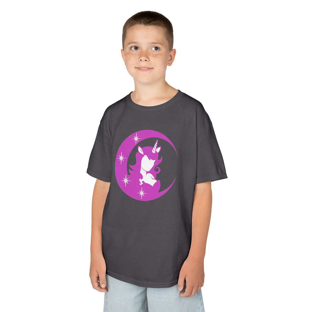 Kids T-Shirt — Pink Unicorn Moon Graphic Tee for Girls