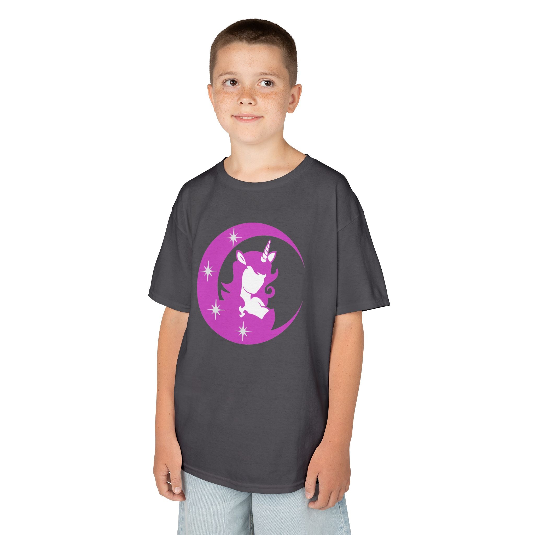 Kids T-Shirt — Pink Unicorn Moon Graphic Tee for Girls