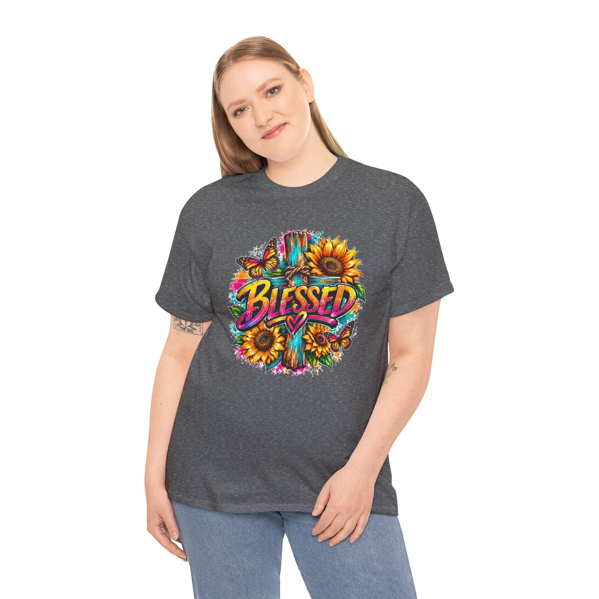 Blessed Christian T-Shirt, Faith Hope Love Tee, Jesus Cross Shirt, Religious Graphic Tee, Christian Gift, Unisex Shirt