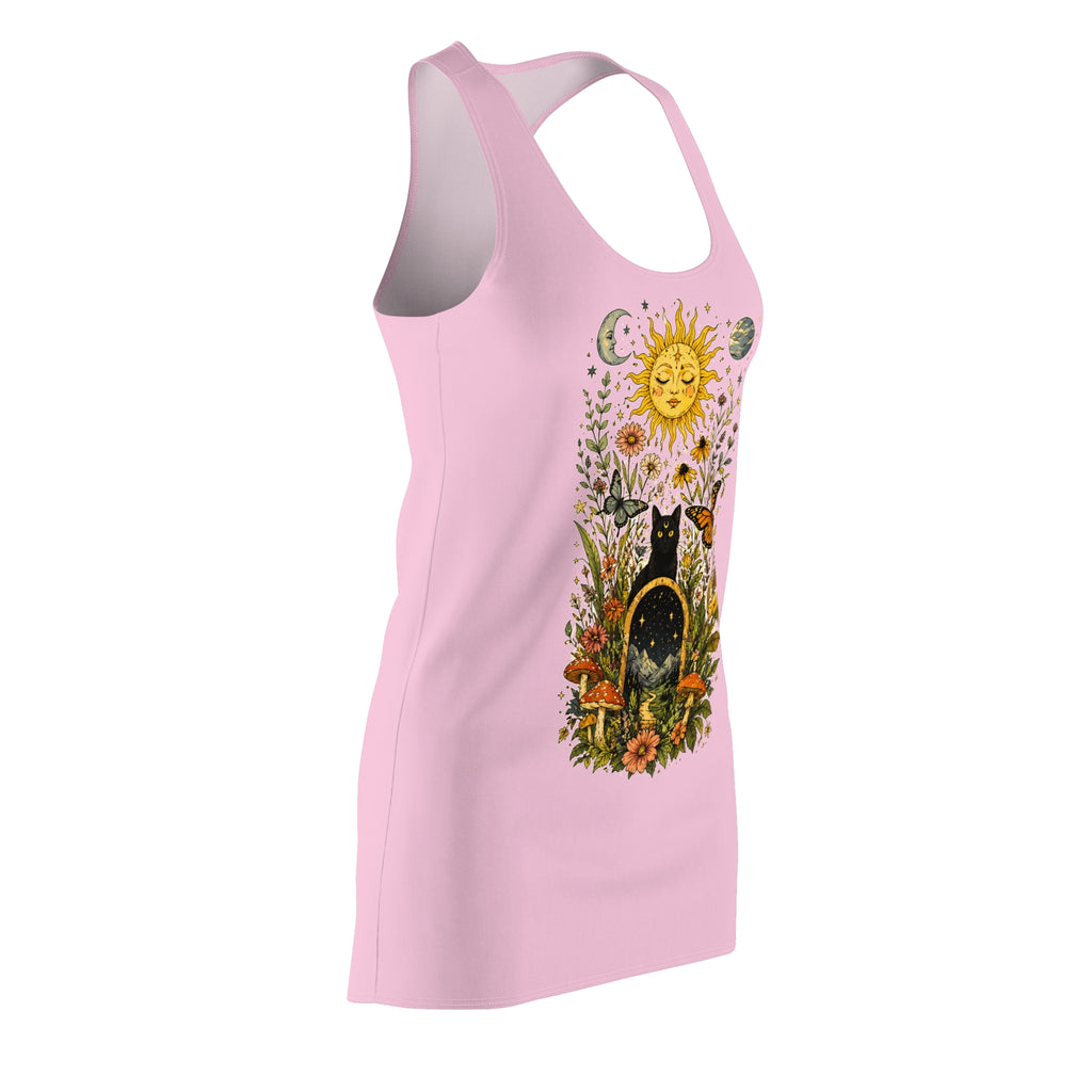 Mystic Sun & Black Cat Floral Racerback Dress