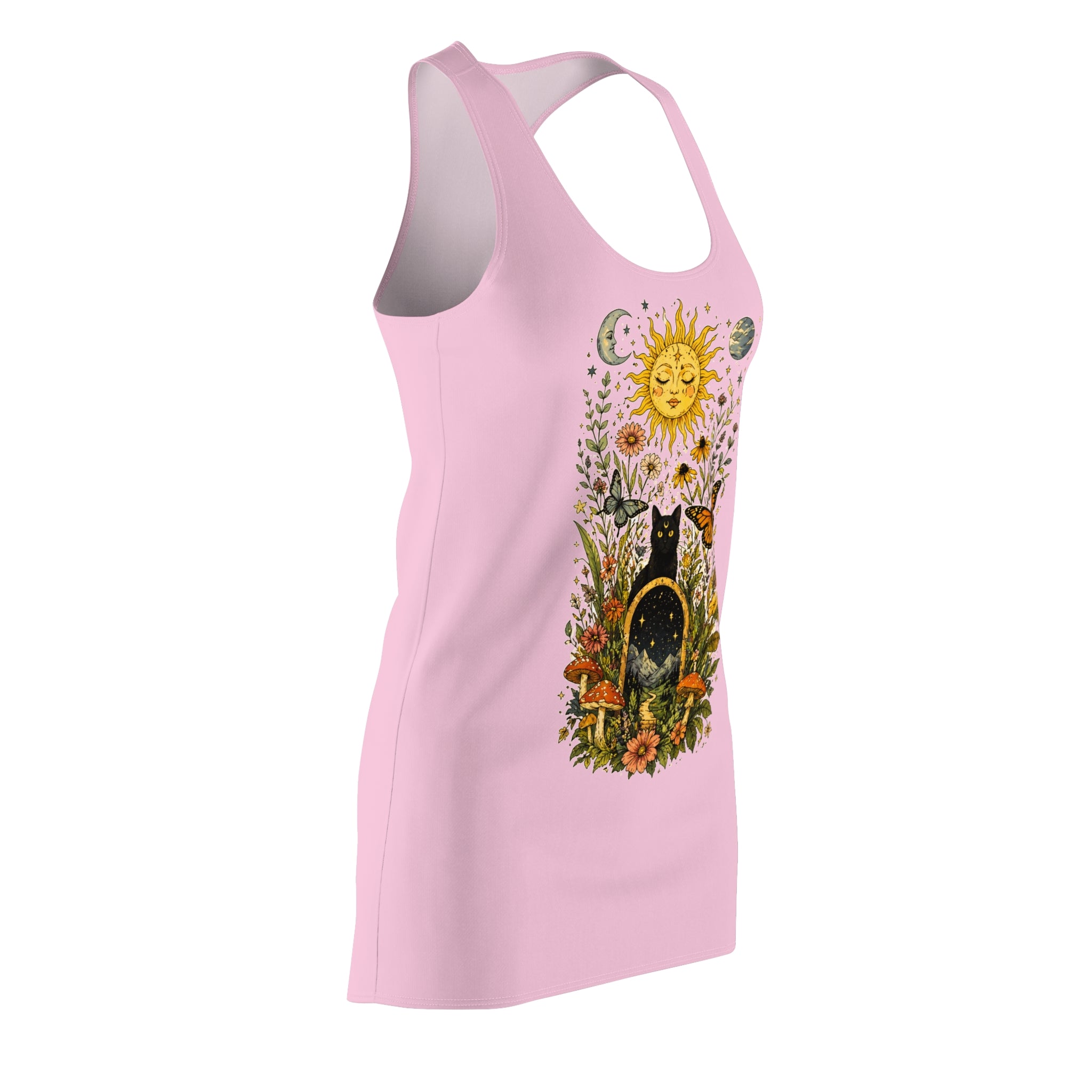 Mystic Sun & Black Cat Floral Racerback Dress