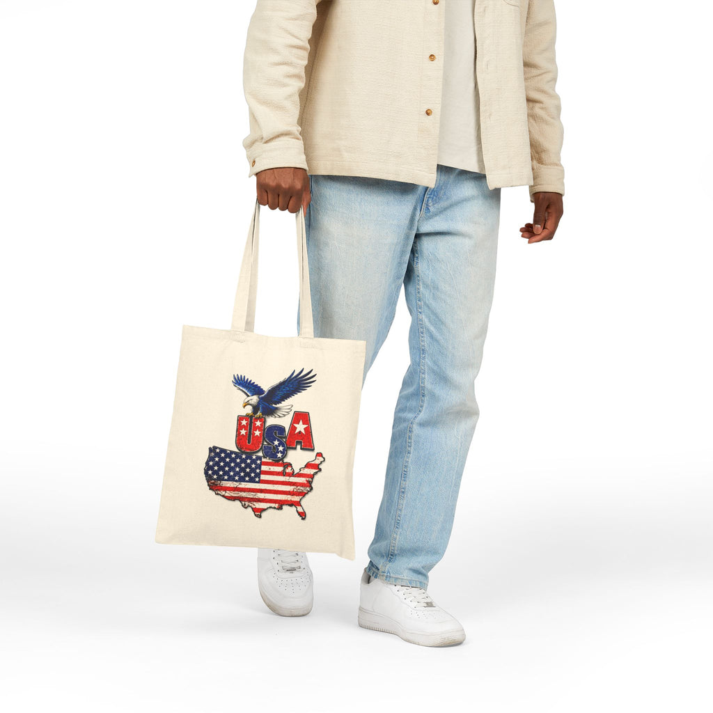 USA Patriotic Tote Bag with Eagle & American Flag Design 🇺🇸