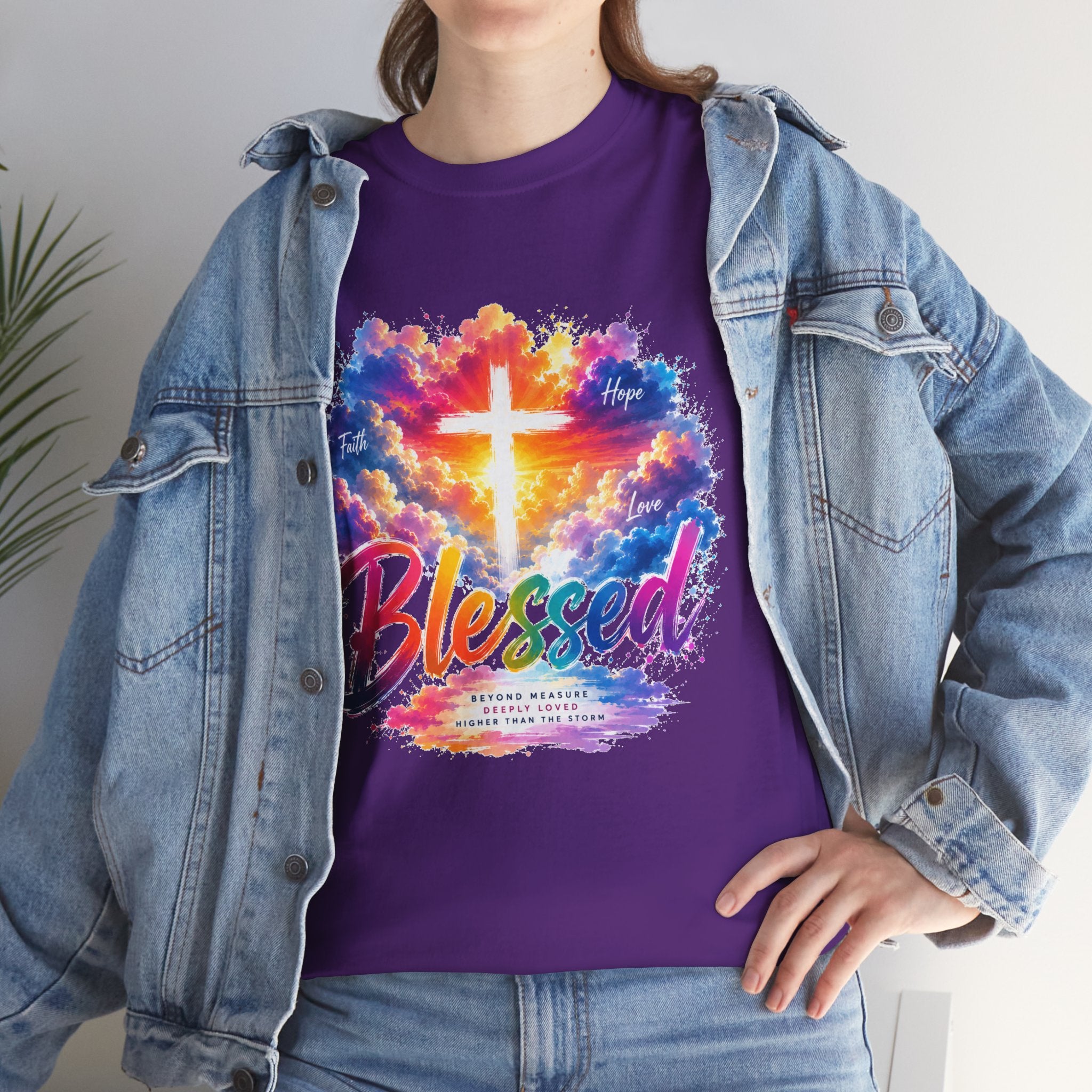 Blessed Christian T-Shirt, Colorful Cross Shirt, Faith Graphic Tee, Jesus Lover Gift, Religious Unisex Shirt