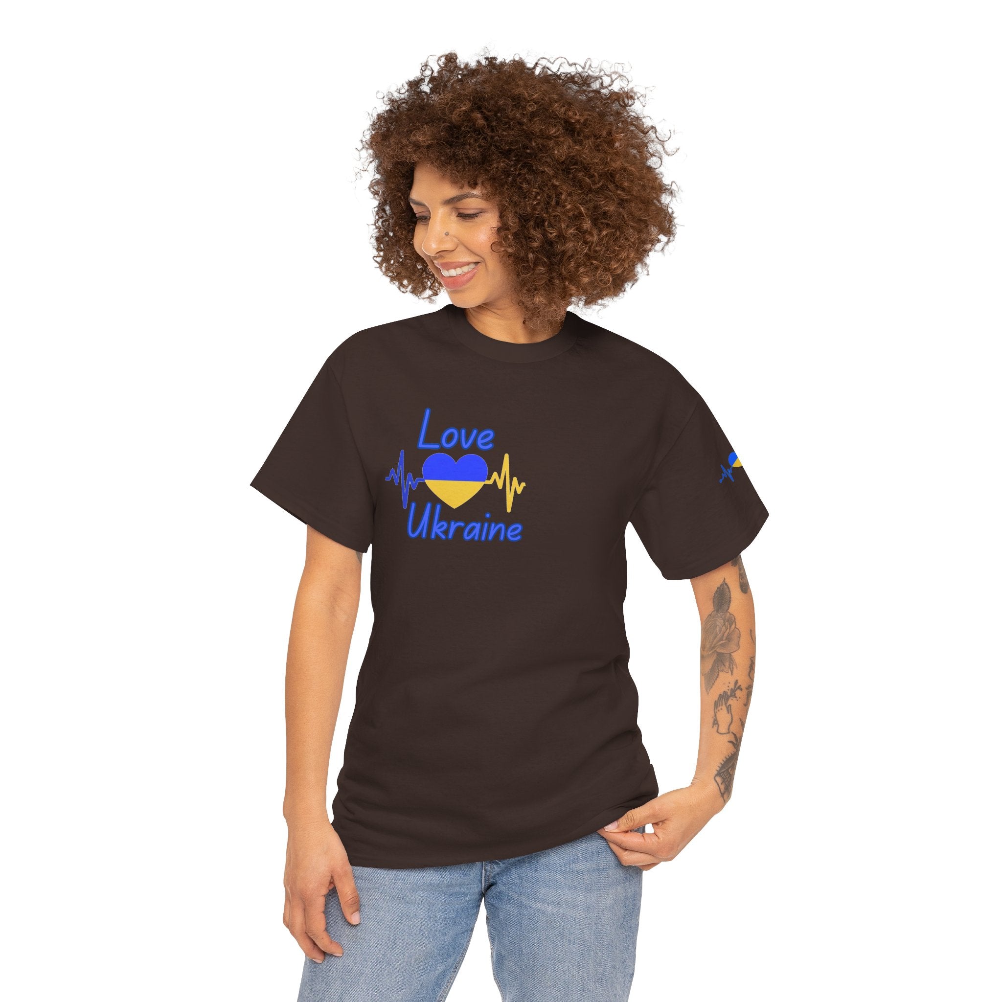 Love Ukraine T-Shirt — Heartbeat Flag Design