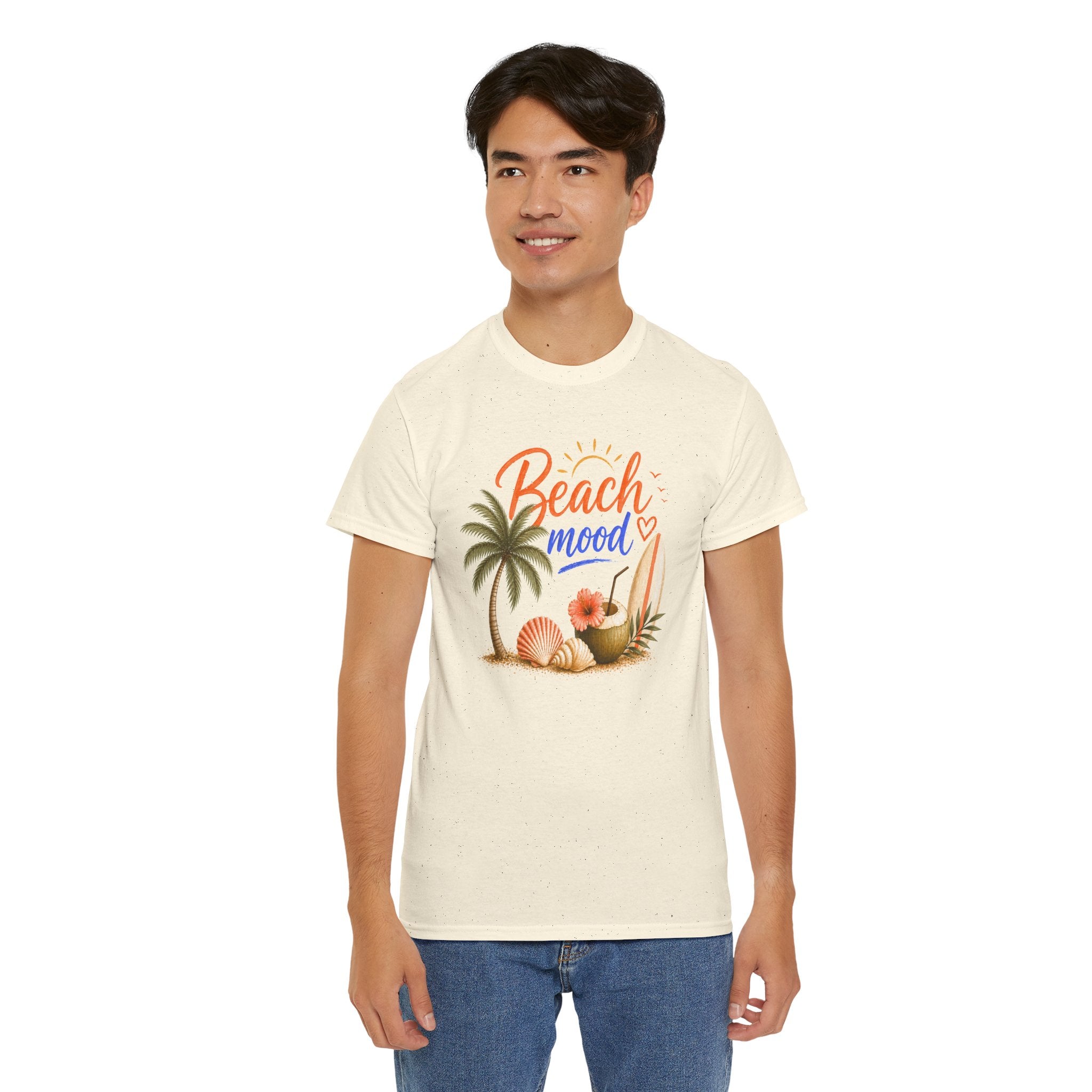 Beach Mood T-Shirt - Tropical Palm, Seashell Graphic Tee