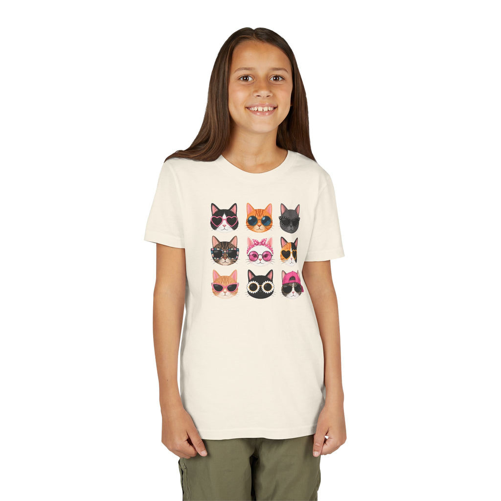 Kids Cat T-Shirt, Cute Cat Faces Shirt, Funny Kitty Tee for Girls & Boys, Cat Lover Gift for Kids, Colorful Cat Graphic Tee