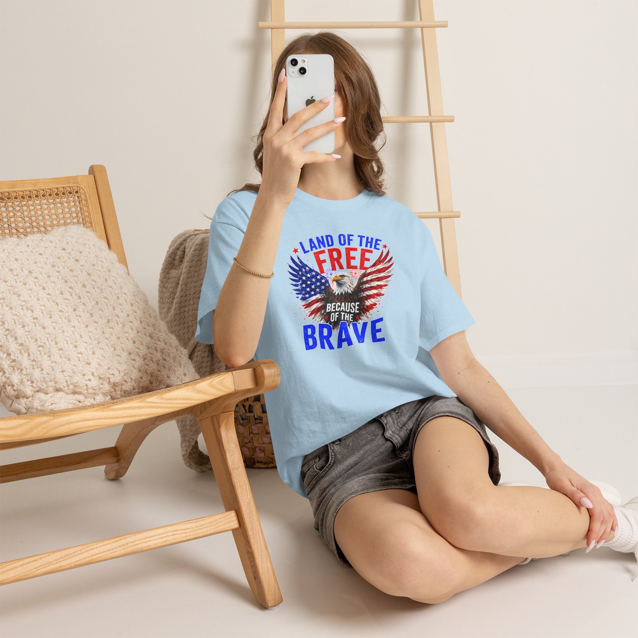 Land of the Free Because of the Brave Shirt, Patriotic Eagle T-Shirt, American Flag Tee, 4th of July Shirt, Veteran Gift, USA Pride Tee