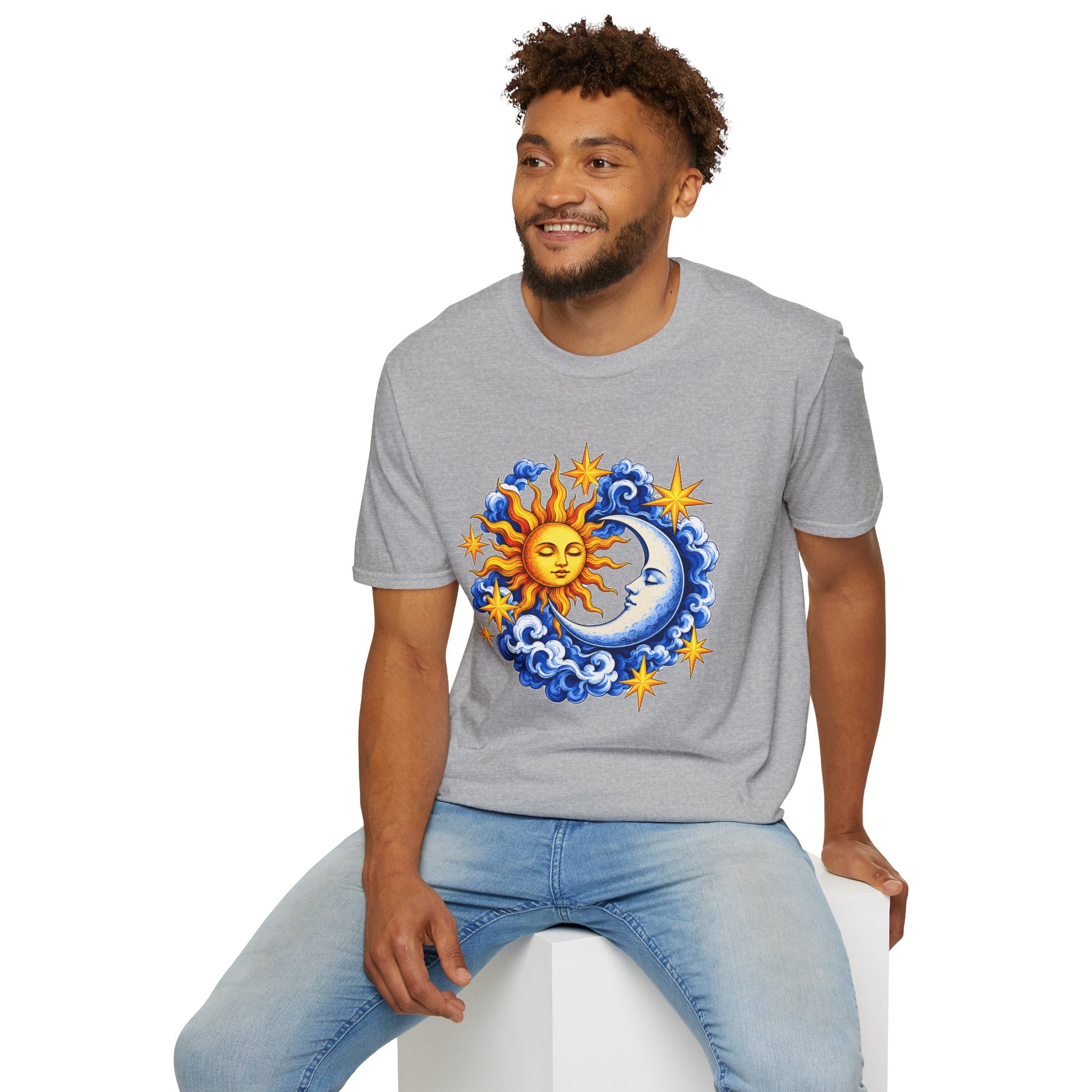 Sun and Moon Graphic T-Shirt — Celestial Boho Solar Lunar Tee
