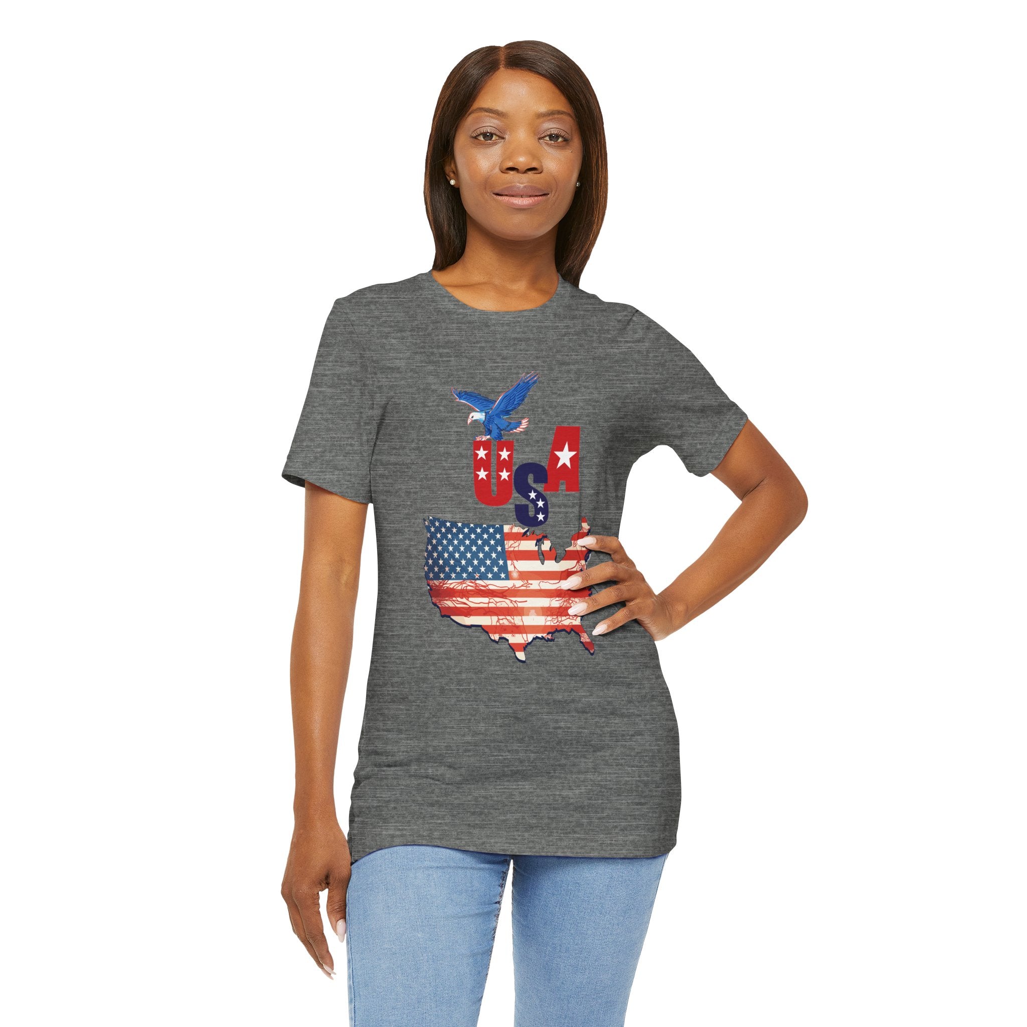 USA Flag Map T-Shirt, Patriotic Eagle Shirt, 4th of July Shirt, American Flag Tee, Independence Day Gift