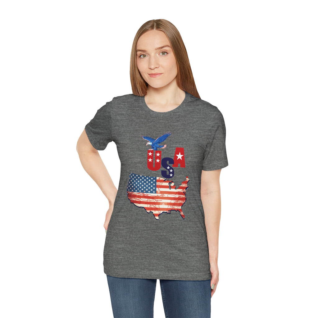 USA Flag Map T-Shirt, Patriotic Eagle Shirt, 4th of July Shirt, American Flag Tee, Independence Day Gift