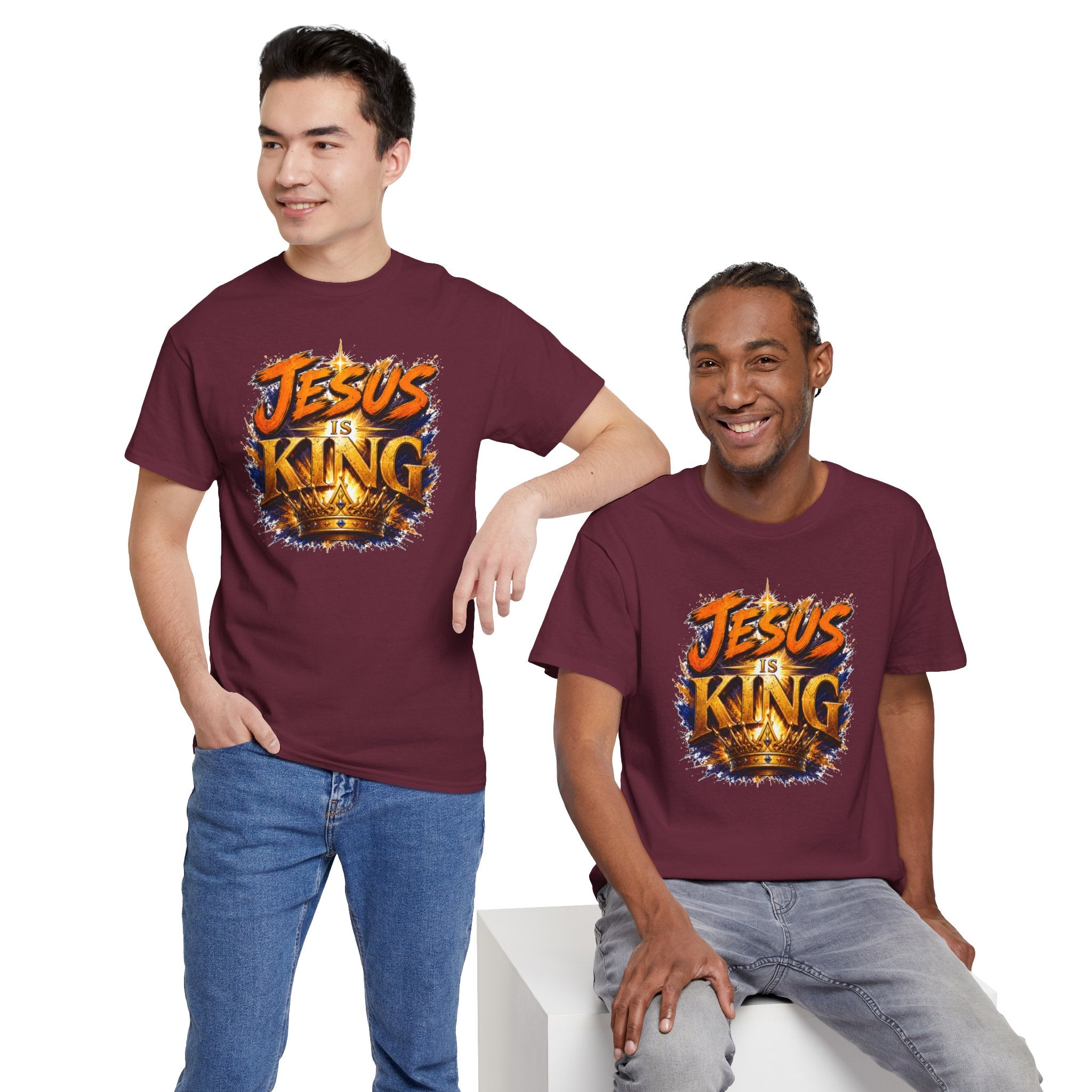 Jesus Is King Christian T-Shirt | Crown Graphic Tee | Religious Unisex Shirt | Faith Apparel | Christian Gift for Men & Women