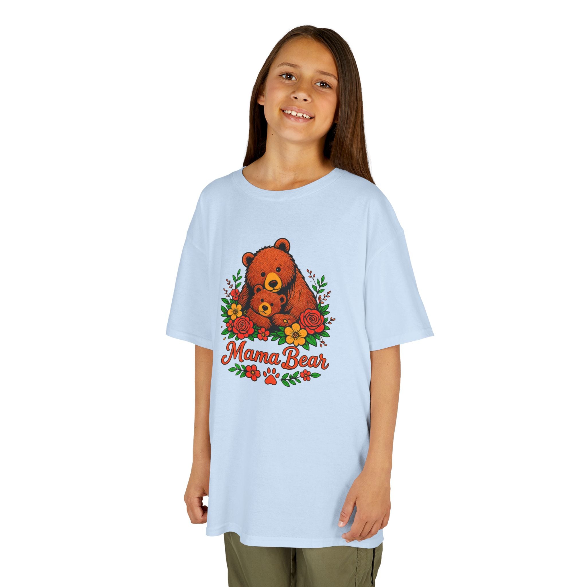 Kids T-Shirt — 'Mama Bear' Cute Floral Bear Graphic