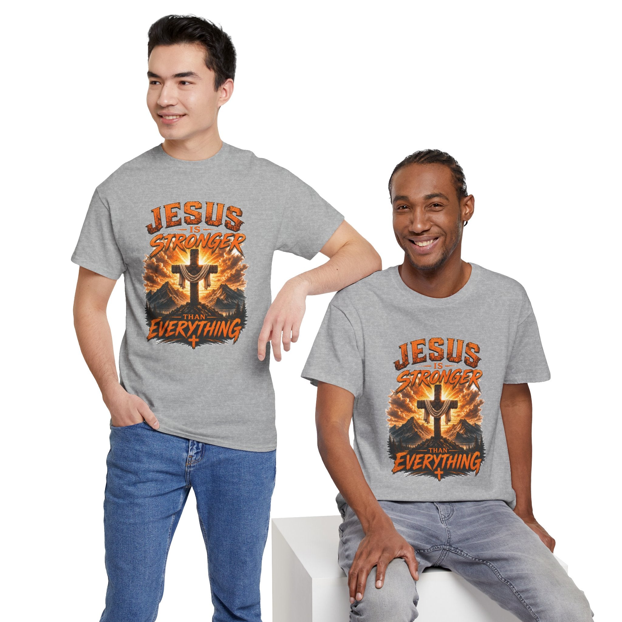 Jesus Is Stronger Than Everything Christian T-Shirt | Faith Cross Graphic Tee | Religious Unisex Shirt | Christian Gift