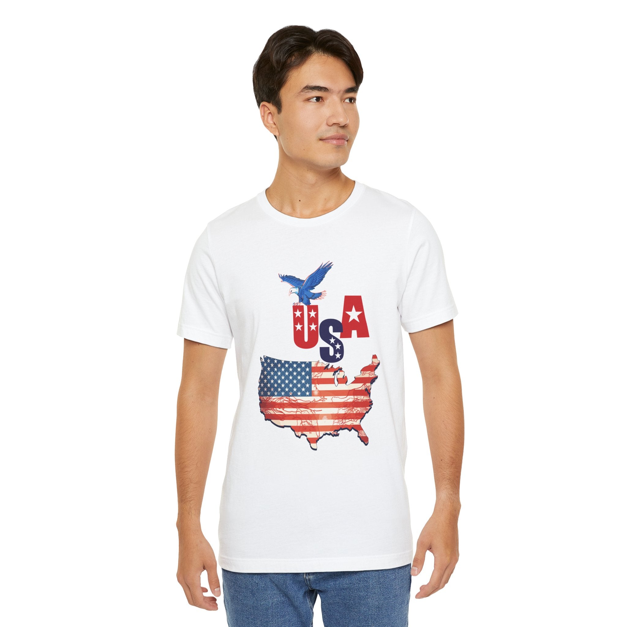 USA Flag Map T-Shirt, Patriotic Eagle Shirt, 4th of July Shirt, American Flag Tee, Independence Day Gift