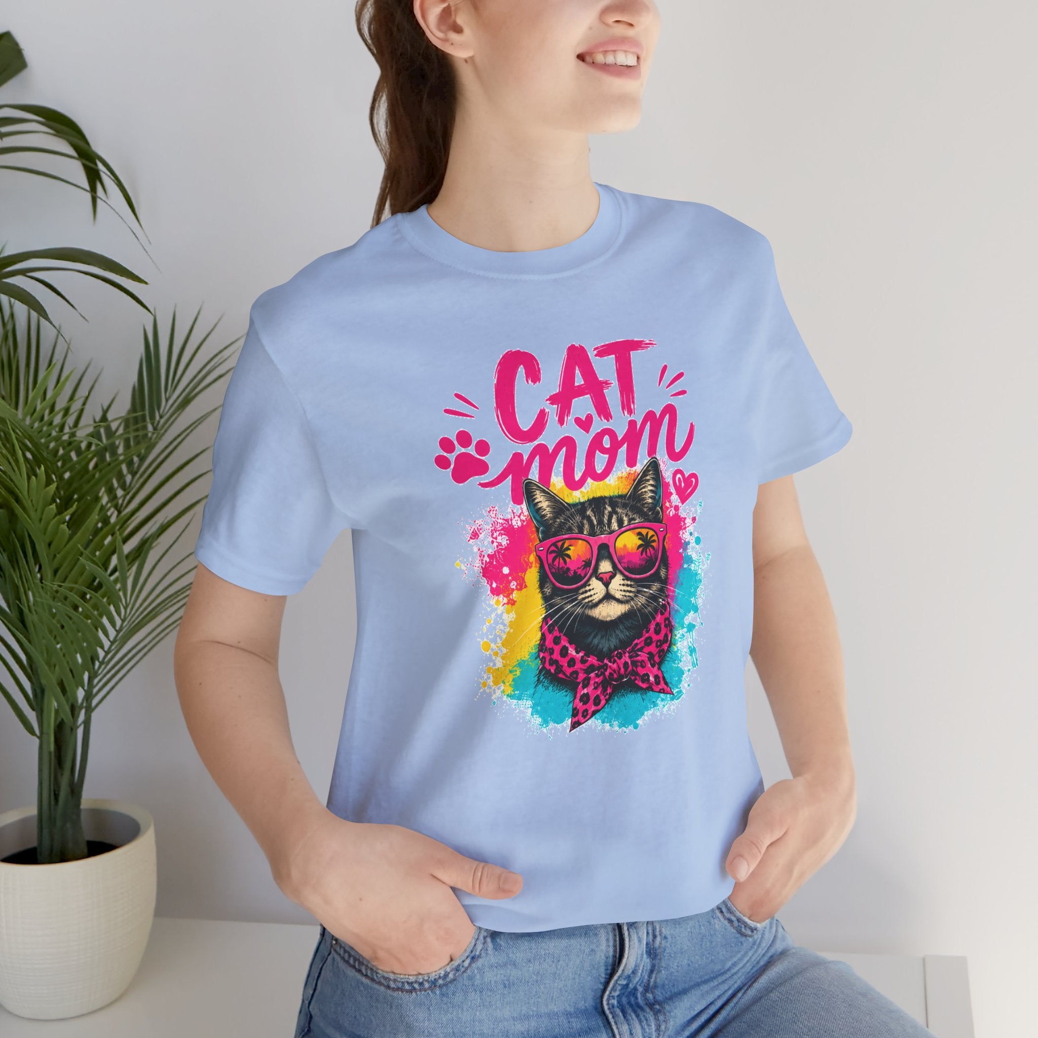 Cat Mom T-Shirt | Funny Cat Mom Gift | Colorful Retro Cat Lover Tee | Cute Cat Graphic Shirt | Unisex Cat Mom Tee