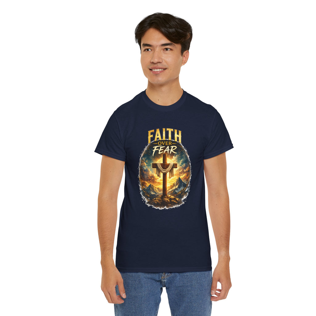 Faith Over Fear Christian T-Shirt | Cross Graphic Tee | Jesus Faith Shirt | Religious Unisex Shirt | Christian Gift for Men & Women