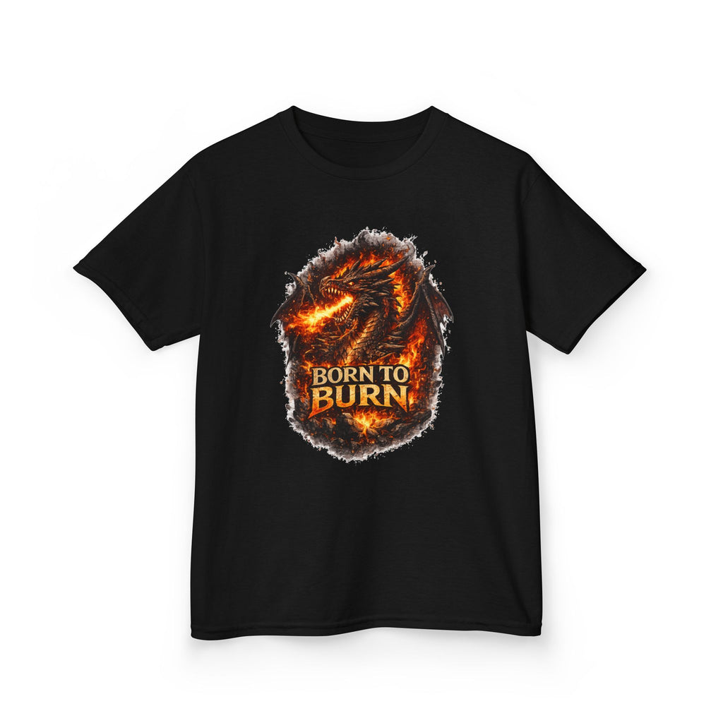 Kids Dragon Shirt, Fiery Dragon Tee for Boys, Fantasy Graphic T-Shirt, Gamer Kids Shirt, Cute Dragon Shirt, Born To Burn Tee