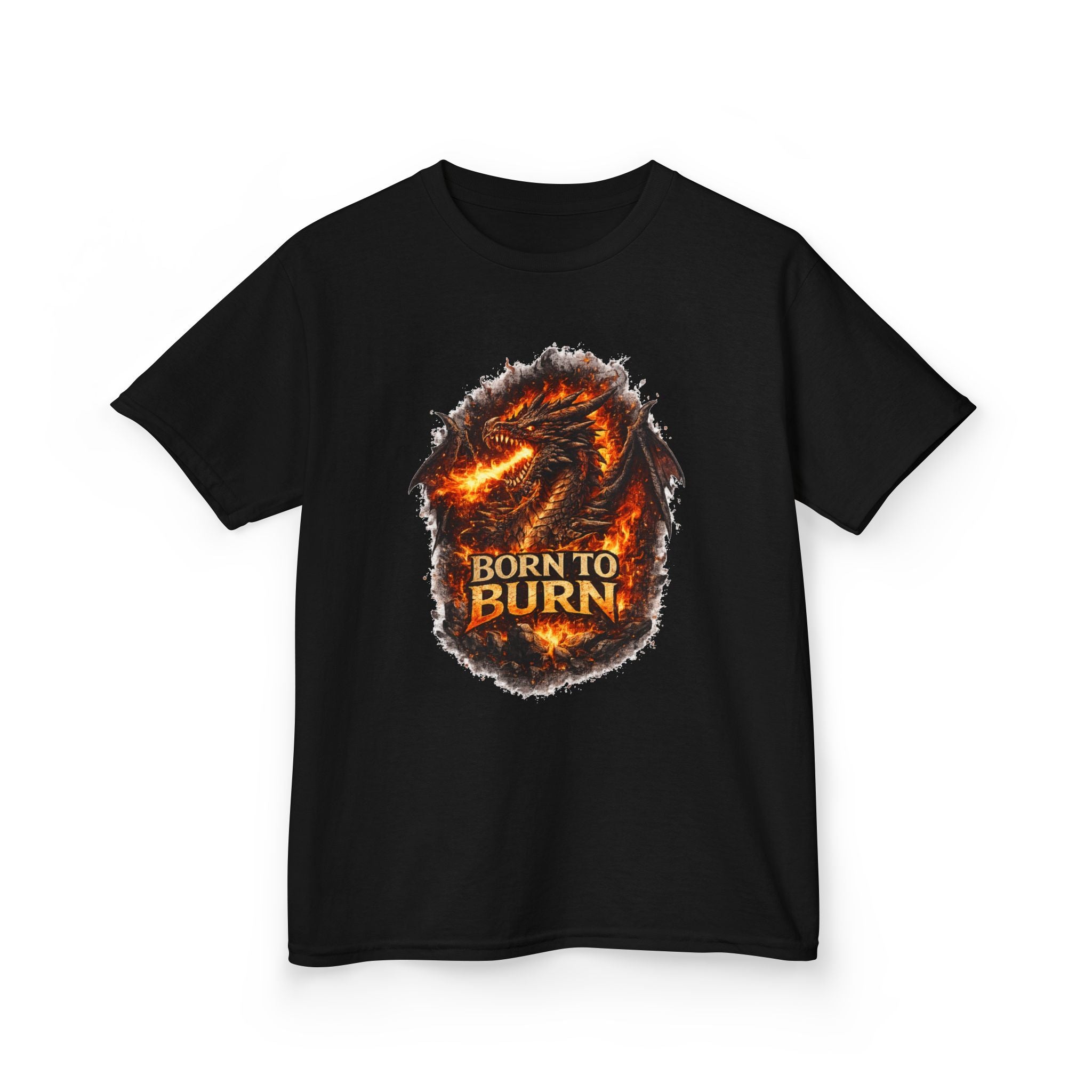 Kids Dragon Shirt, Fiery Dragon Tee for Boys, Fantasy Graphic T-Shirt, Gamer Kids Shirt, Cute Dragon Shirt, Born To Burn Tee