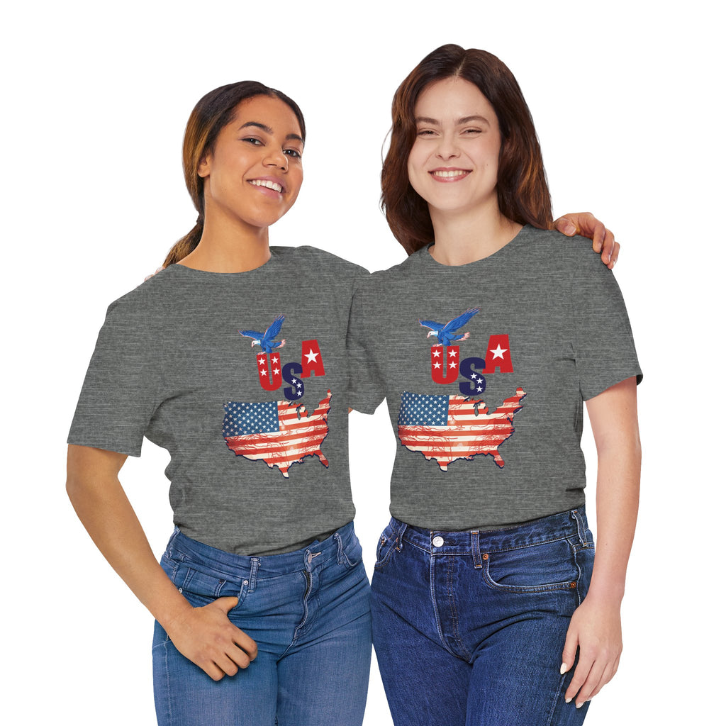 USA Flag Map T-Shirt, Patriotic Eagle Shirt, 4th of July Shirt, American Flag Tee, Independence Day Gift
