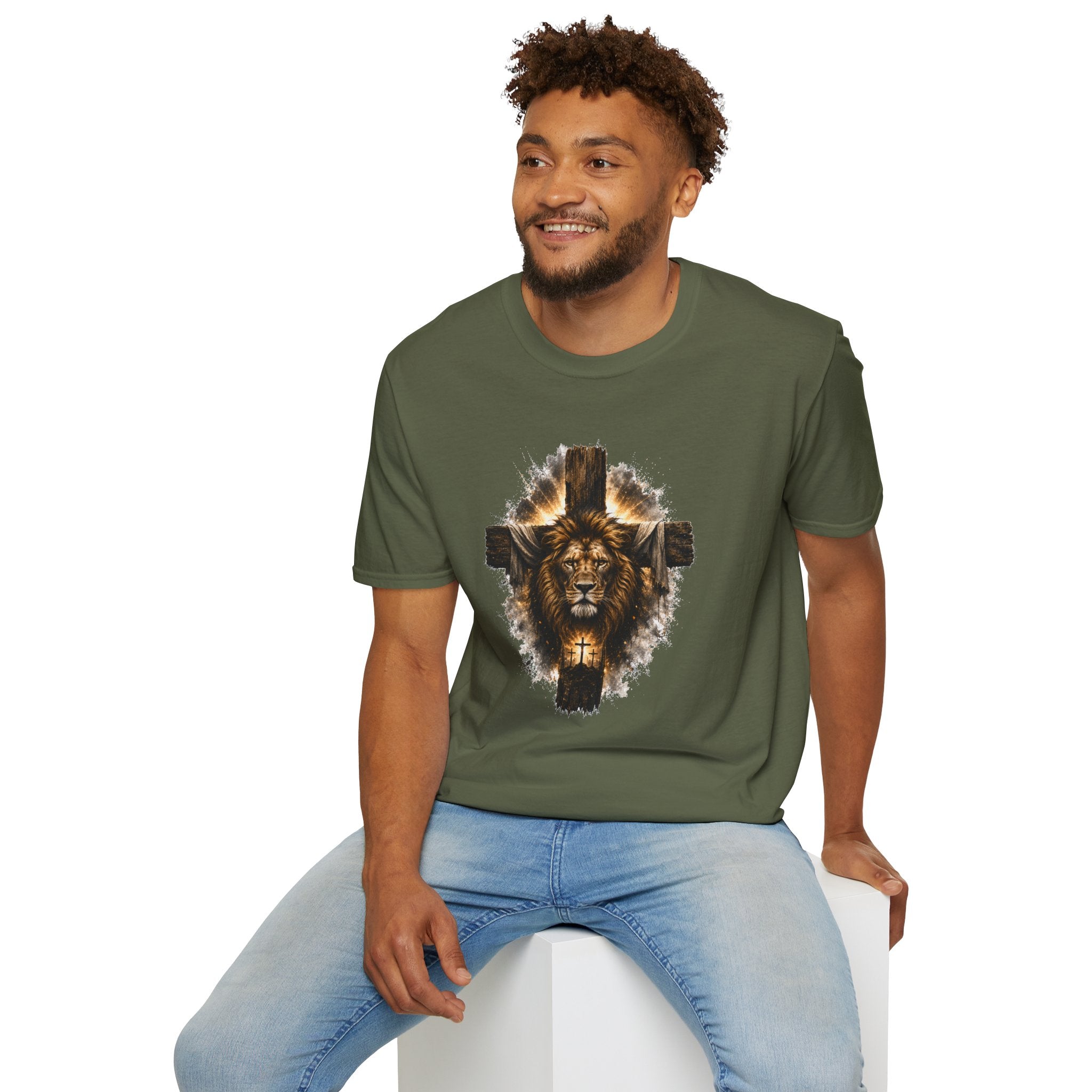 Lion Cross T-Shirt, Christian Faith Shirt, Lion of Judah Graphic Tee, Religious Gift