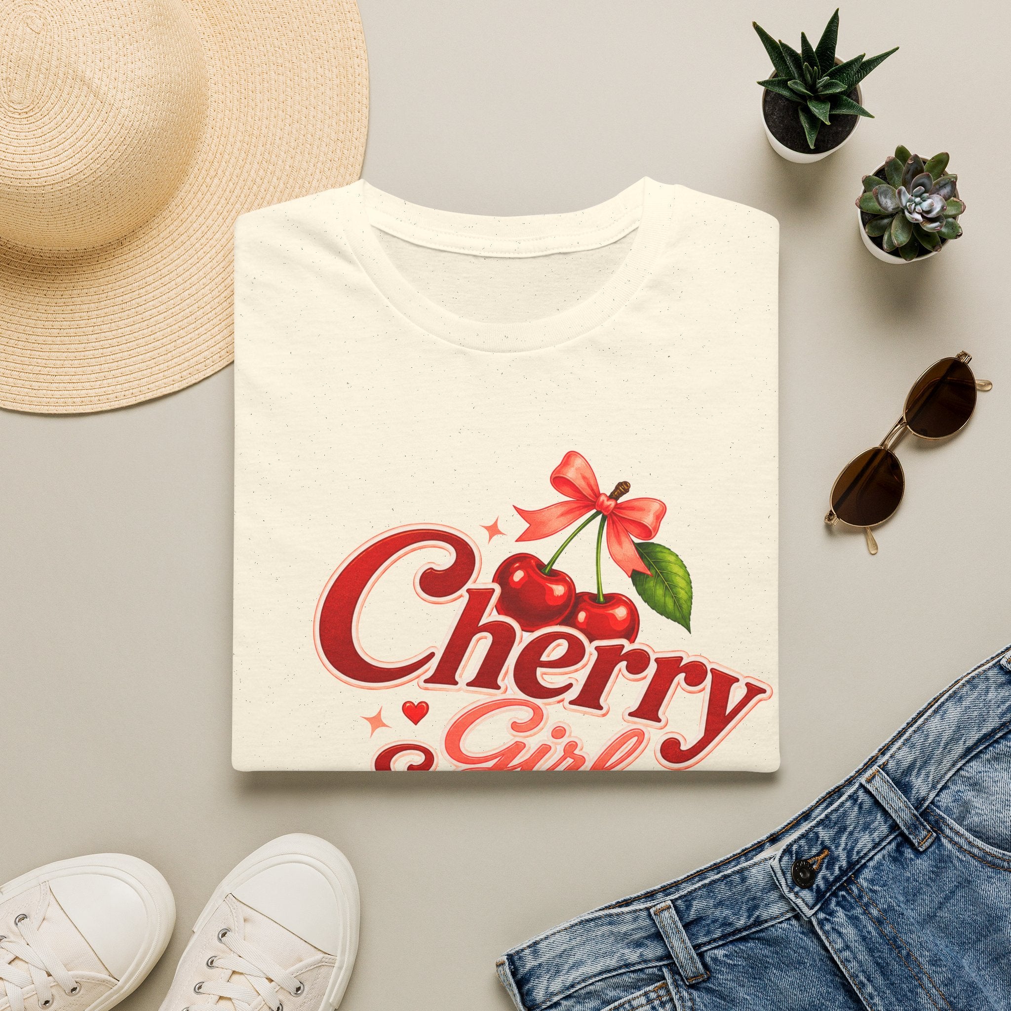 Cherry Girl Summer T-Shirt | Cute Retro Cherry Tee | Coquette Aesthetic Shirt | Summer Graphic Tee | Trendy Women's Shirt