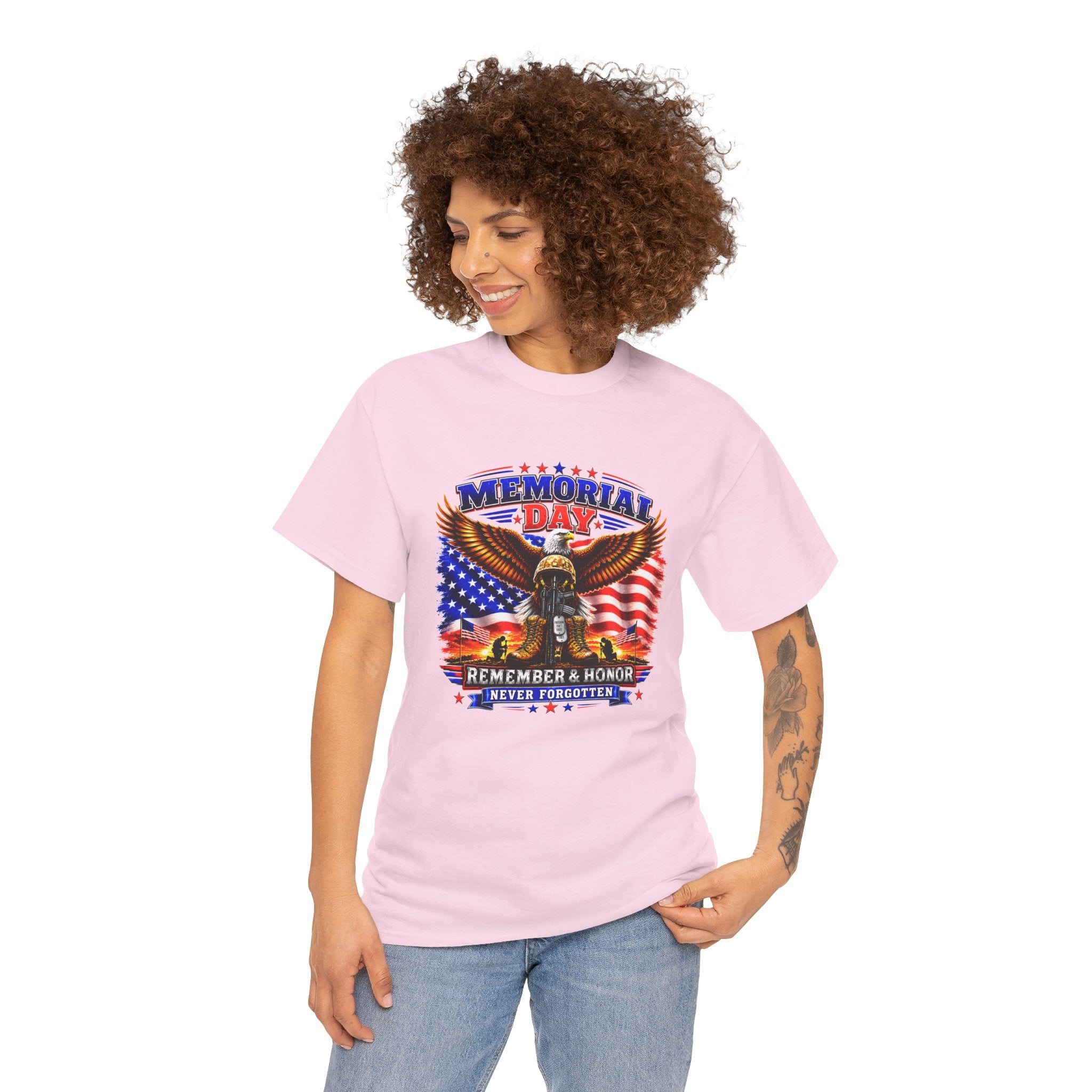 Memorial Day Shirt, Patriotic Eagle T-Shirt, Remember & Honor Tee, American Flag Graphic Shirt, Military Tribute Gift