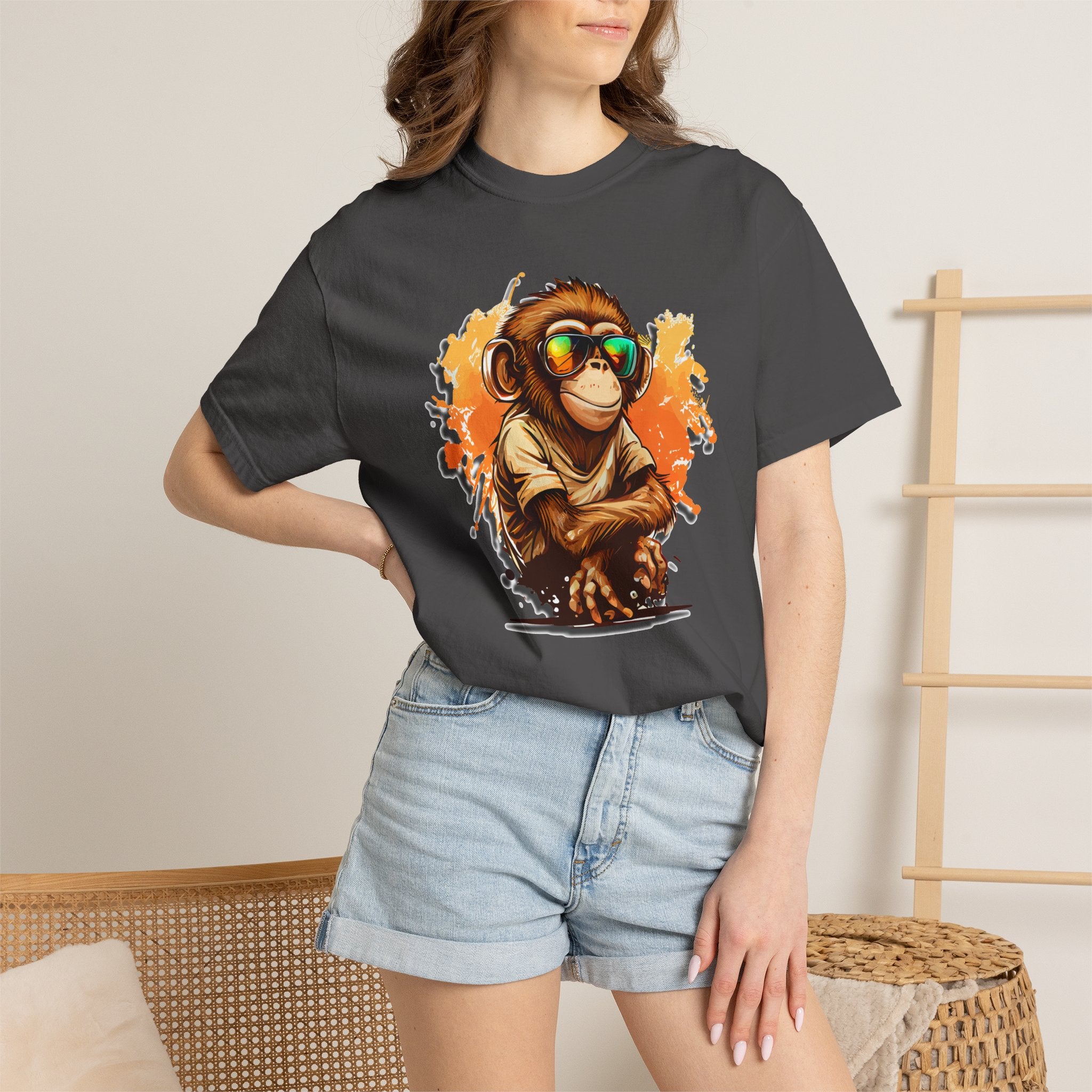 Cool Monkey Graphic T-Shirt | Funny Chimp Sunglasses Tee | Streetwear Animal Shirt | Unisex Casual Gift