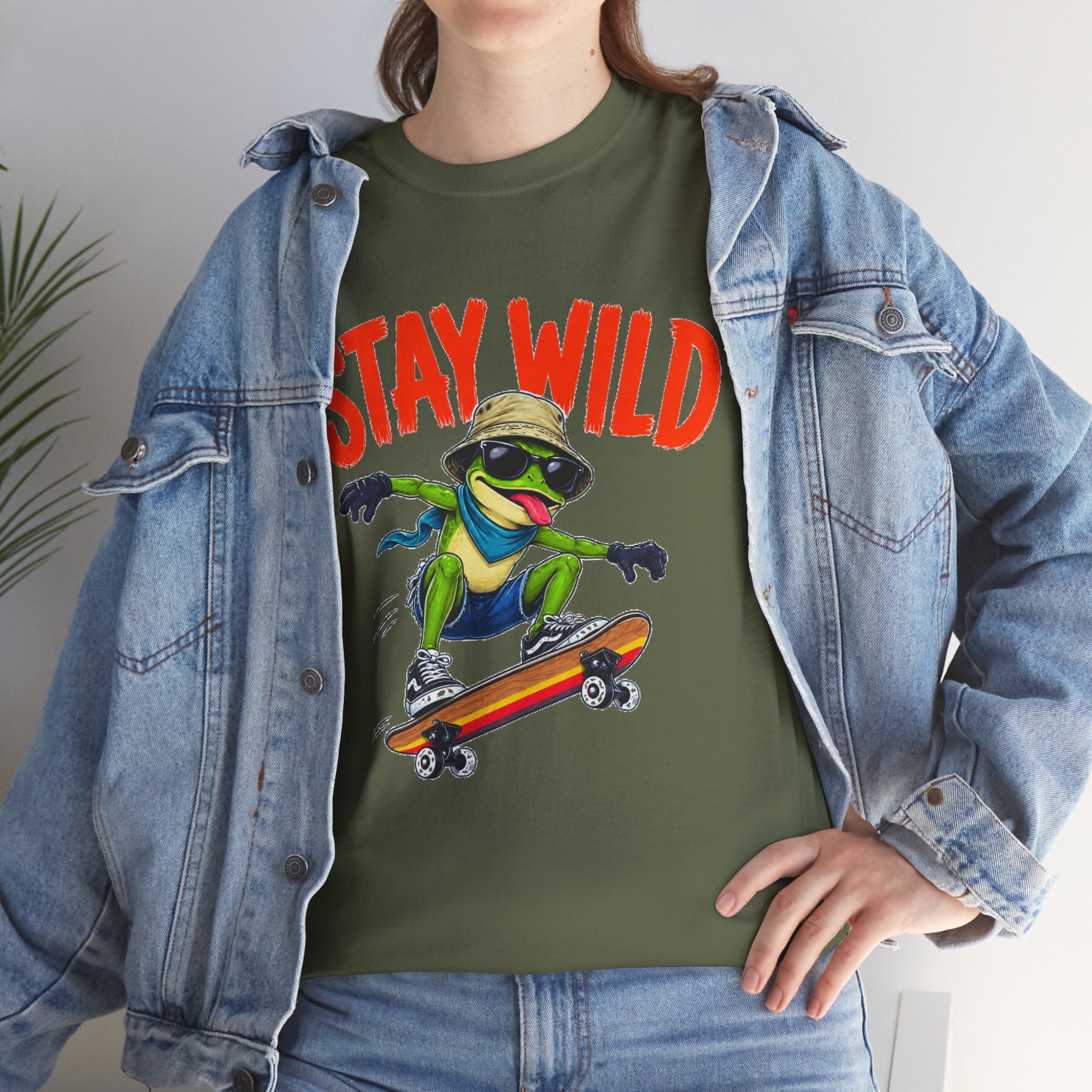 Stay Wild Frog Skateboard Shirt, Funny Frog T-Shirt, Skater Graphic Tee, Retro Frog Shirt, Cool Unisex Streetwear Tee