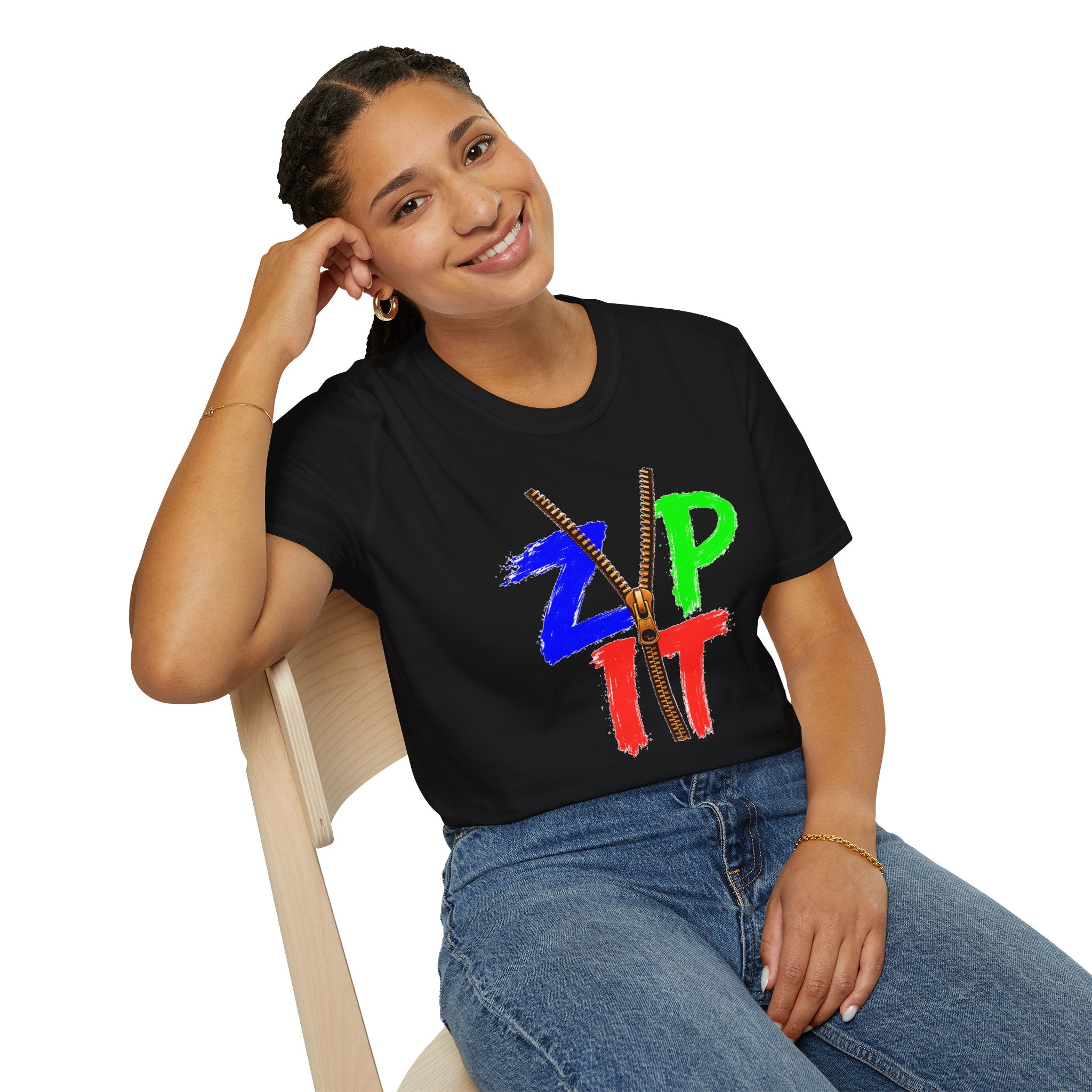 Zip It T-Shirt — Bold Color Zipper Graphic Tee