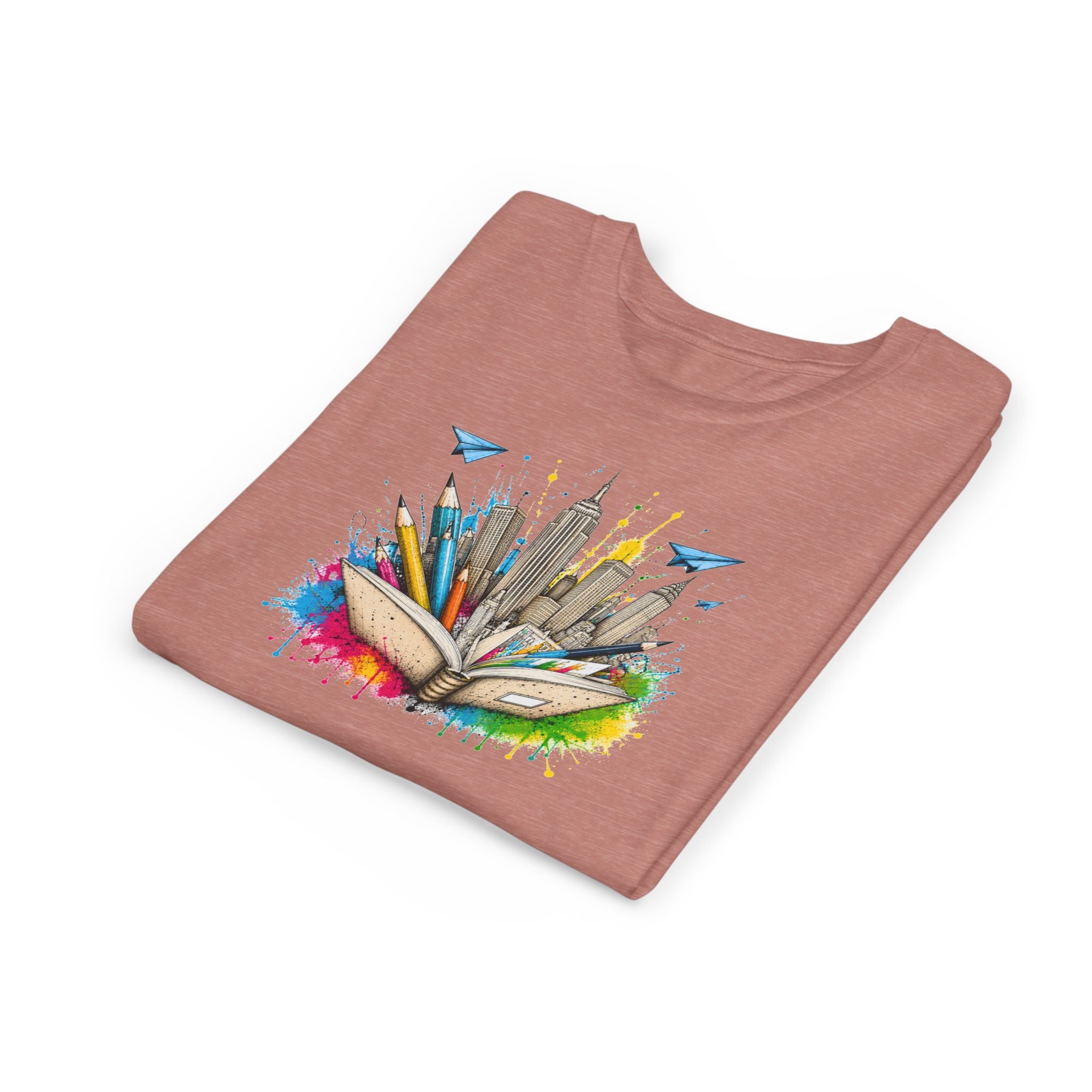 Youth Book City Tee — Colorful Reading Adventure Shirt for Kids