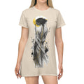 Artistic Sunlit Figure T-Shirt Dress — Abstract Watercolor Woman Print