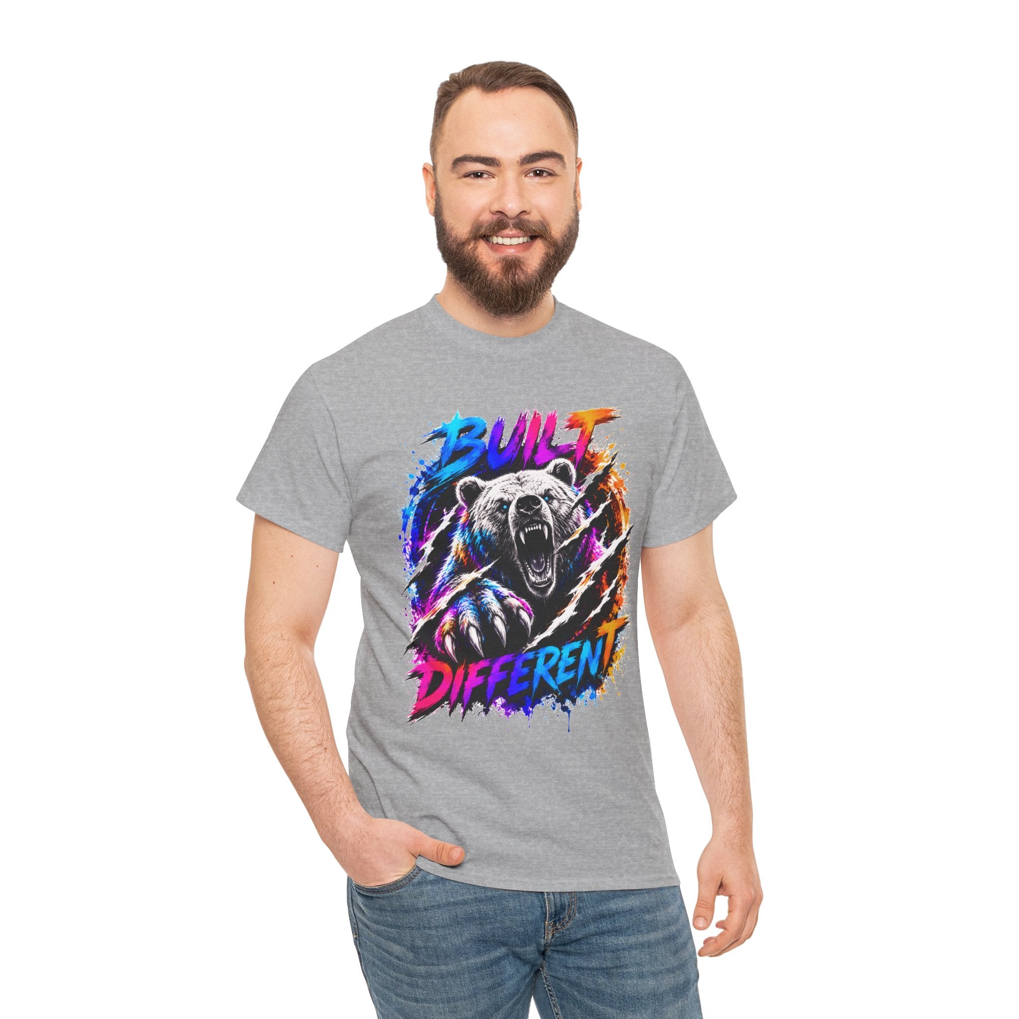 Built Different Bear T-Shirt — Bold Retro Grunge Graphic Tee