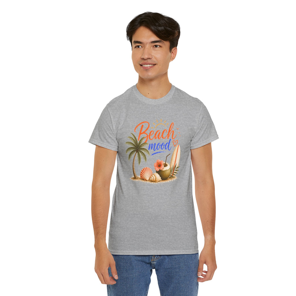 Beach Mood T-Shirt - Tropical Palm, Seashell Graphic Tee