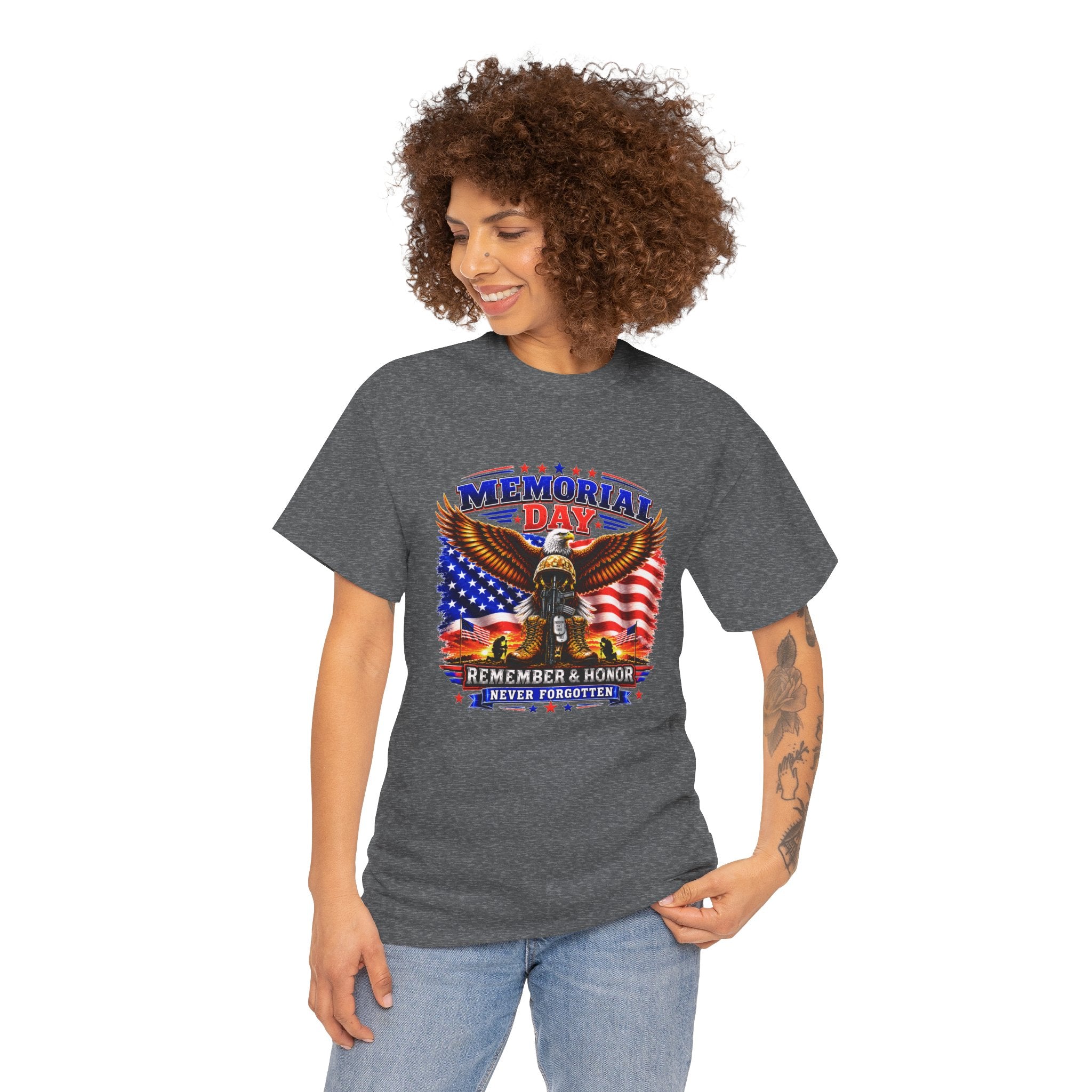 Memorial Day Shirt, Patriotic Eagle T-Shirt, Remember & Honor Tee, American Flag Graphic Shirt, Military Tribute Gift