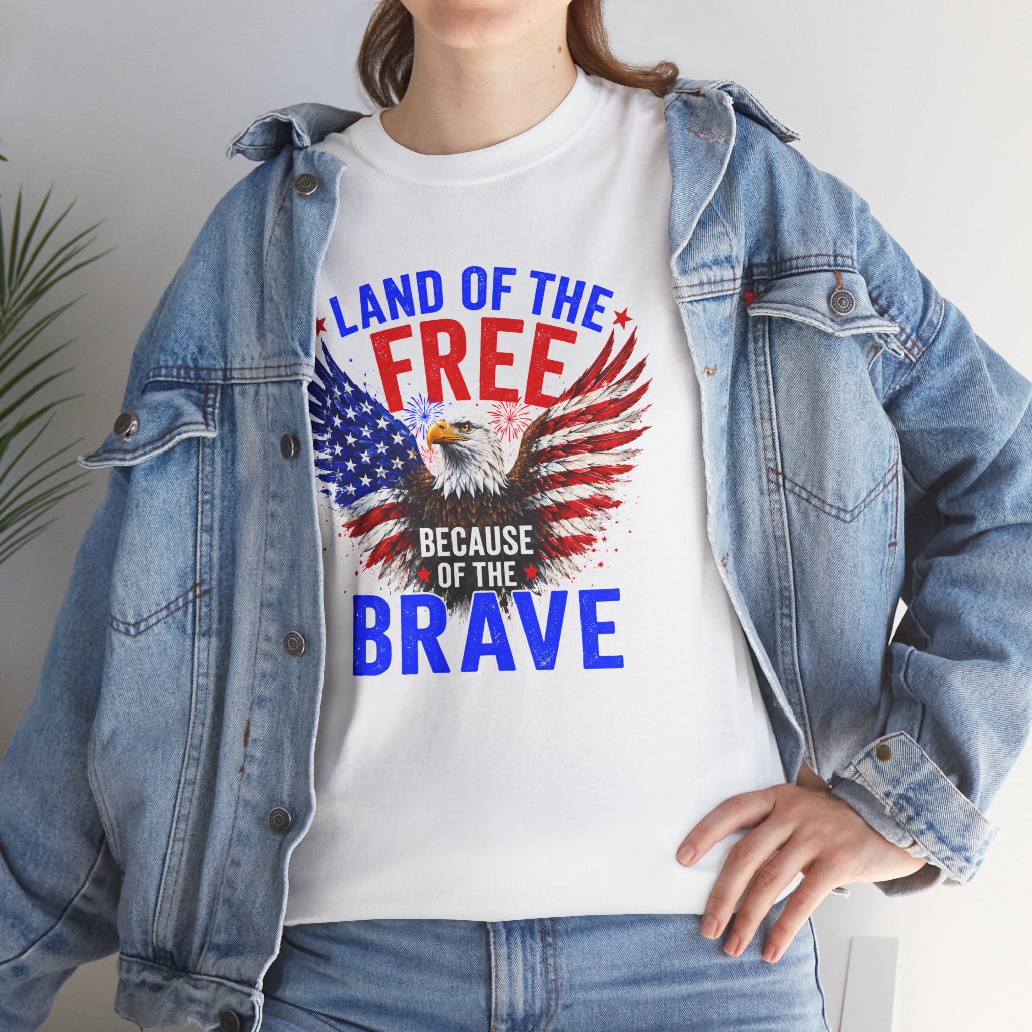 Land of the Free Because of the Brave Shirt, Patriotic Eagle T-Shirt, American Flag Tee, 4th of July Shirt, Veteran Gift, USA Pride Tee